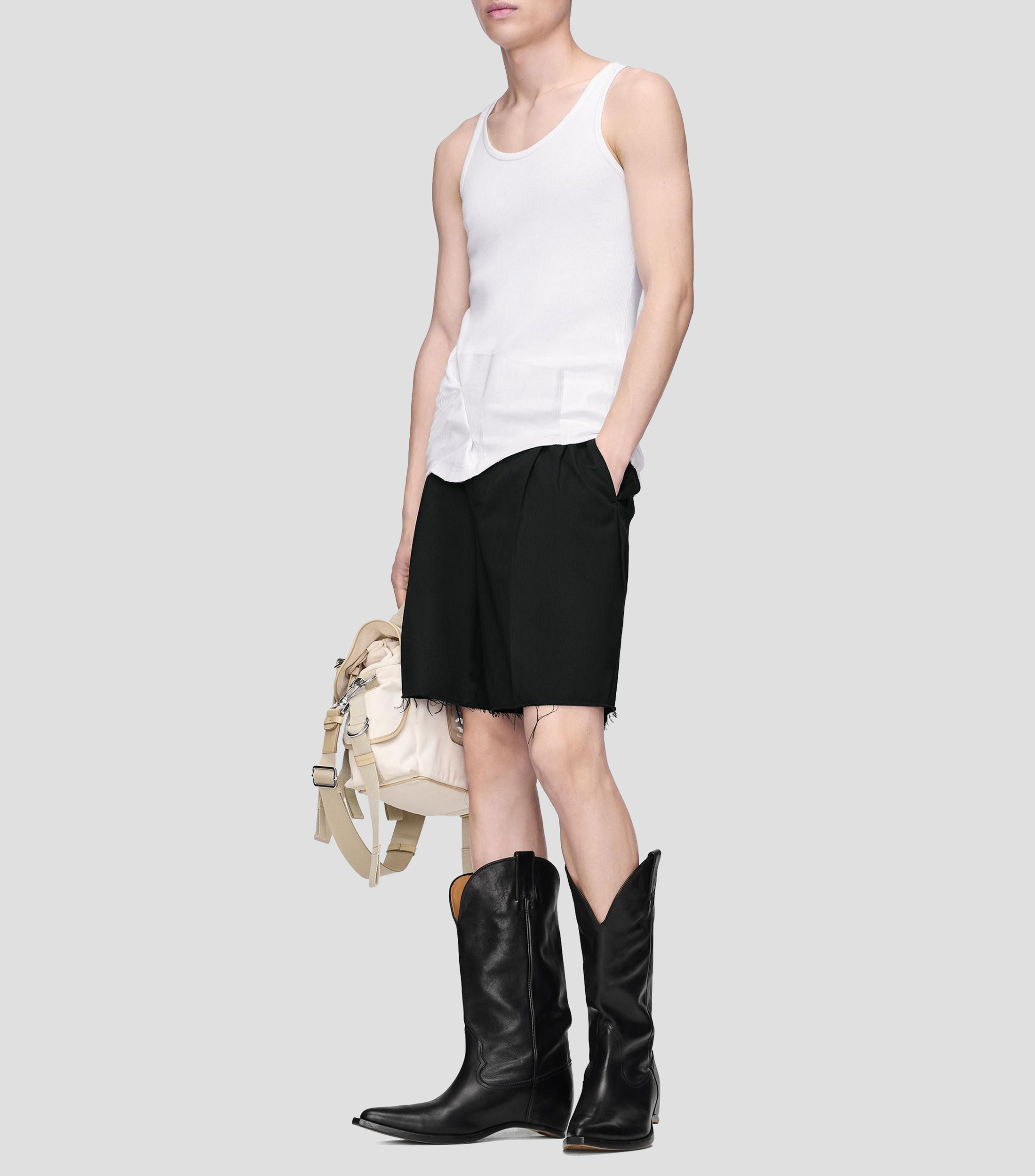 Playera cuello redondo sin mangas lisa Hombre