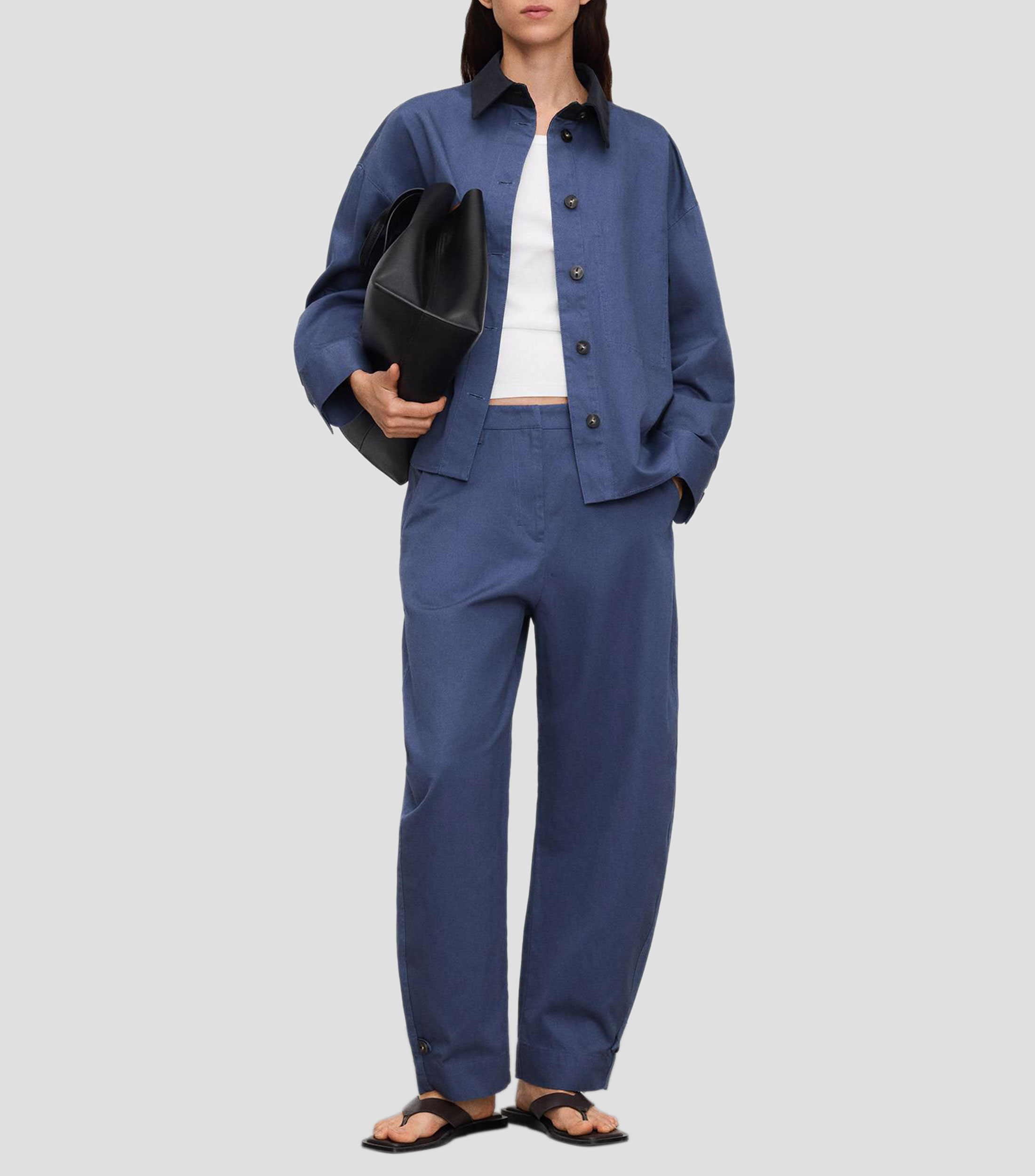Camisa lisa manga larga Mujer