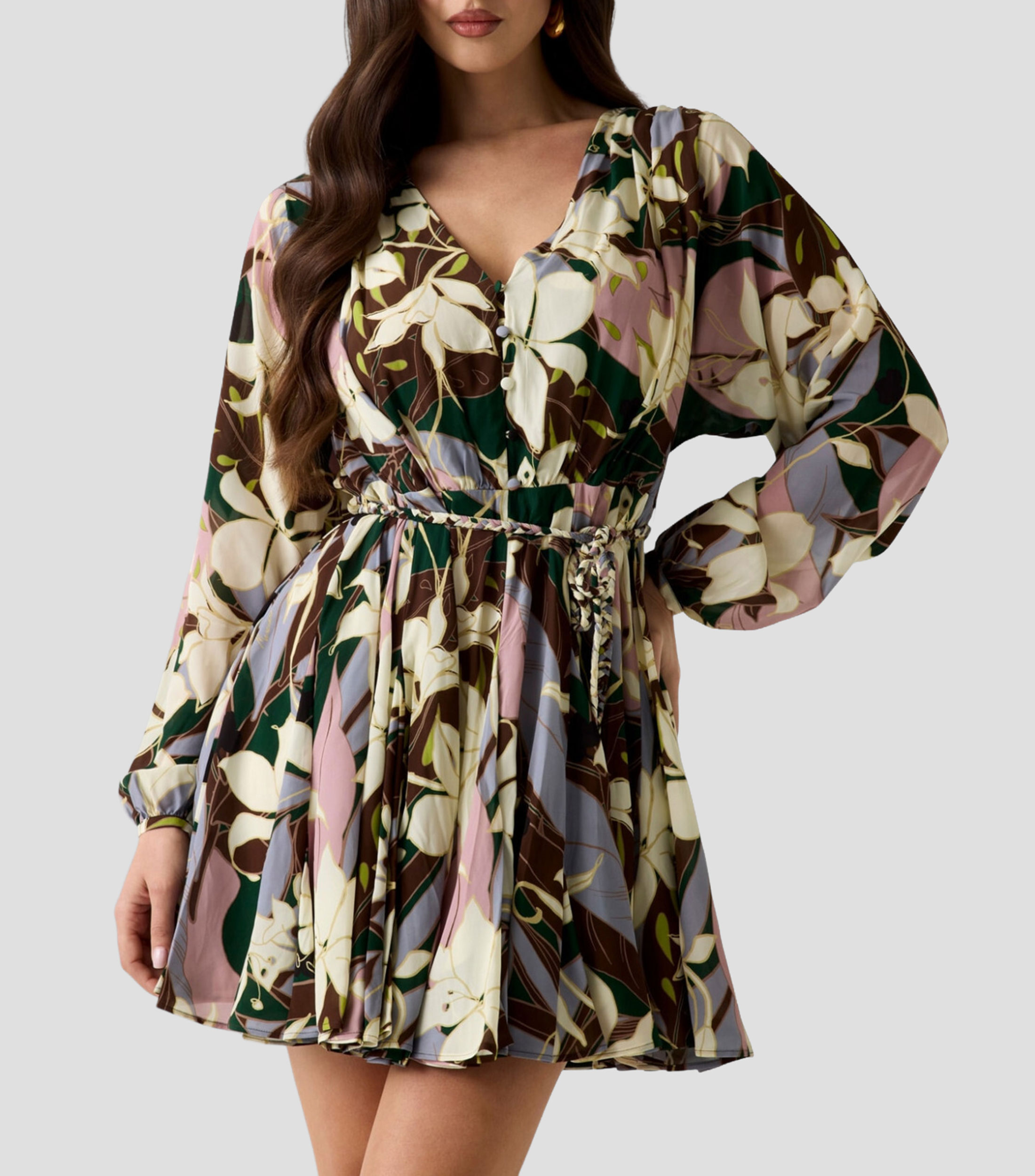 Vestido corto manga larga fantasía Mujer