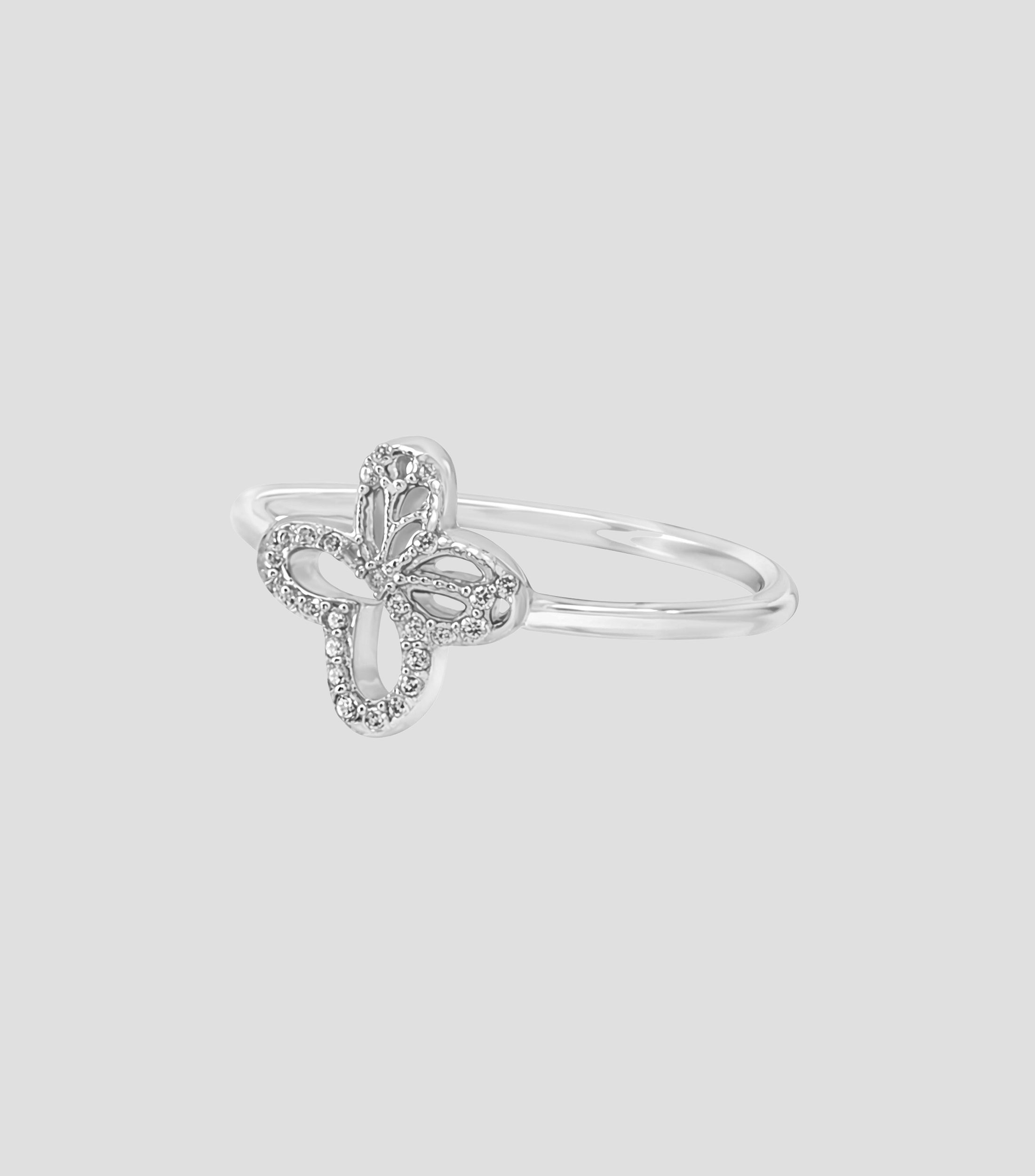 Anillo en plata .925 con mariposa monarca y circonia Mujer