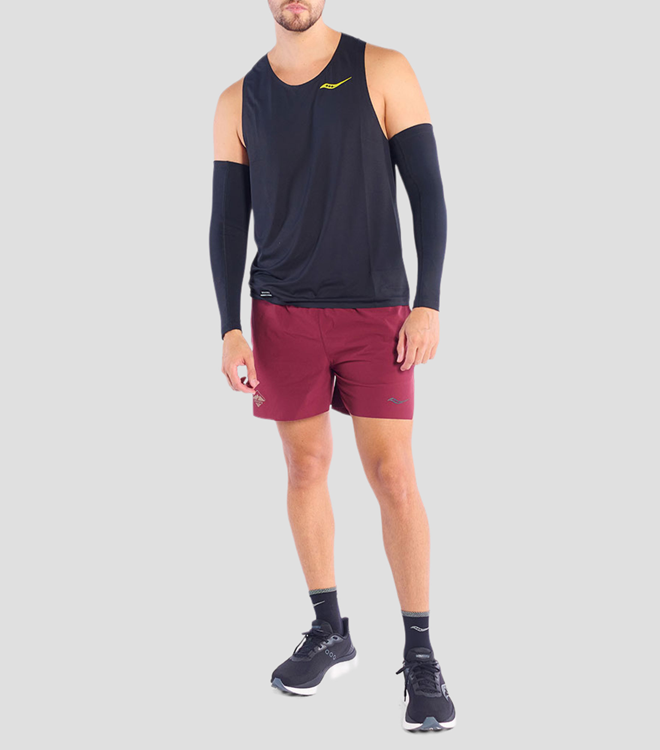 Playera para correr Endorphin cuello redondo sin mangas con microdiseños Hombre