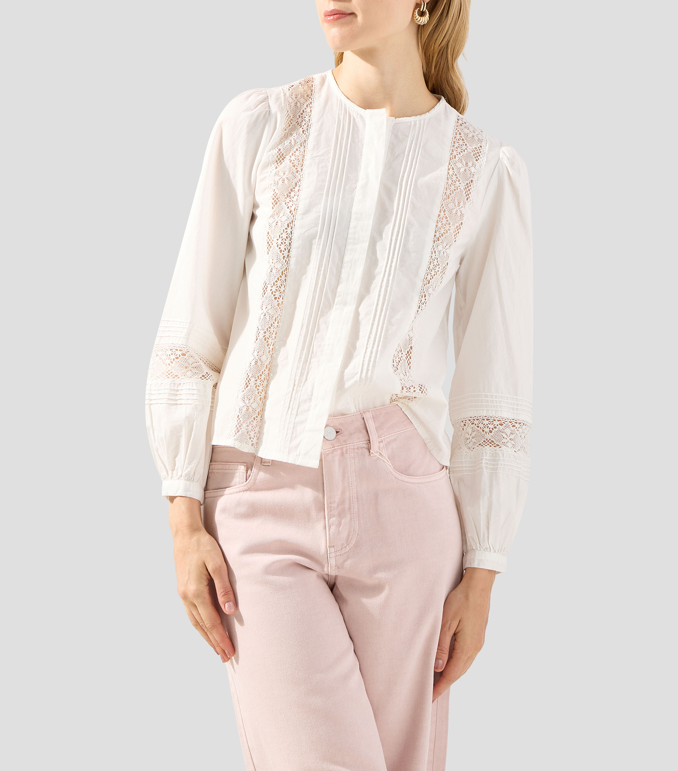 Blusa sólida manga larga Mujer