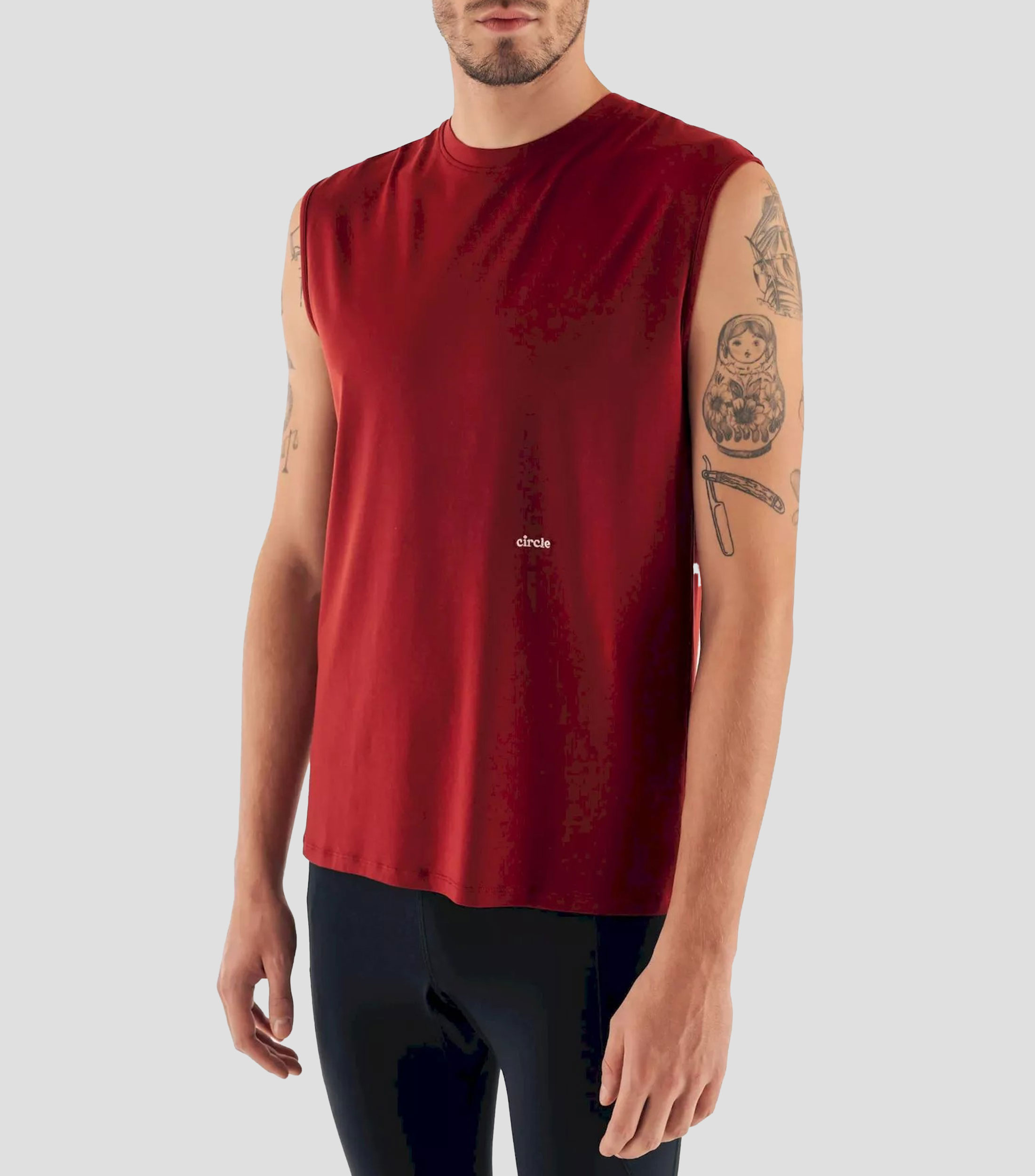 Tank deportivo para correr Muscle Tee de cuello redondo sin mangas lisa Hombre