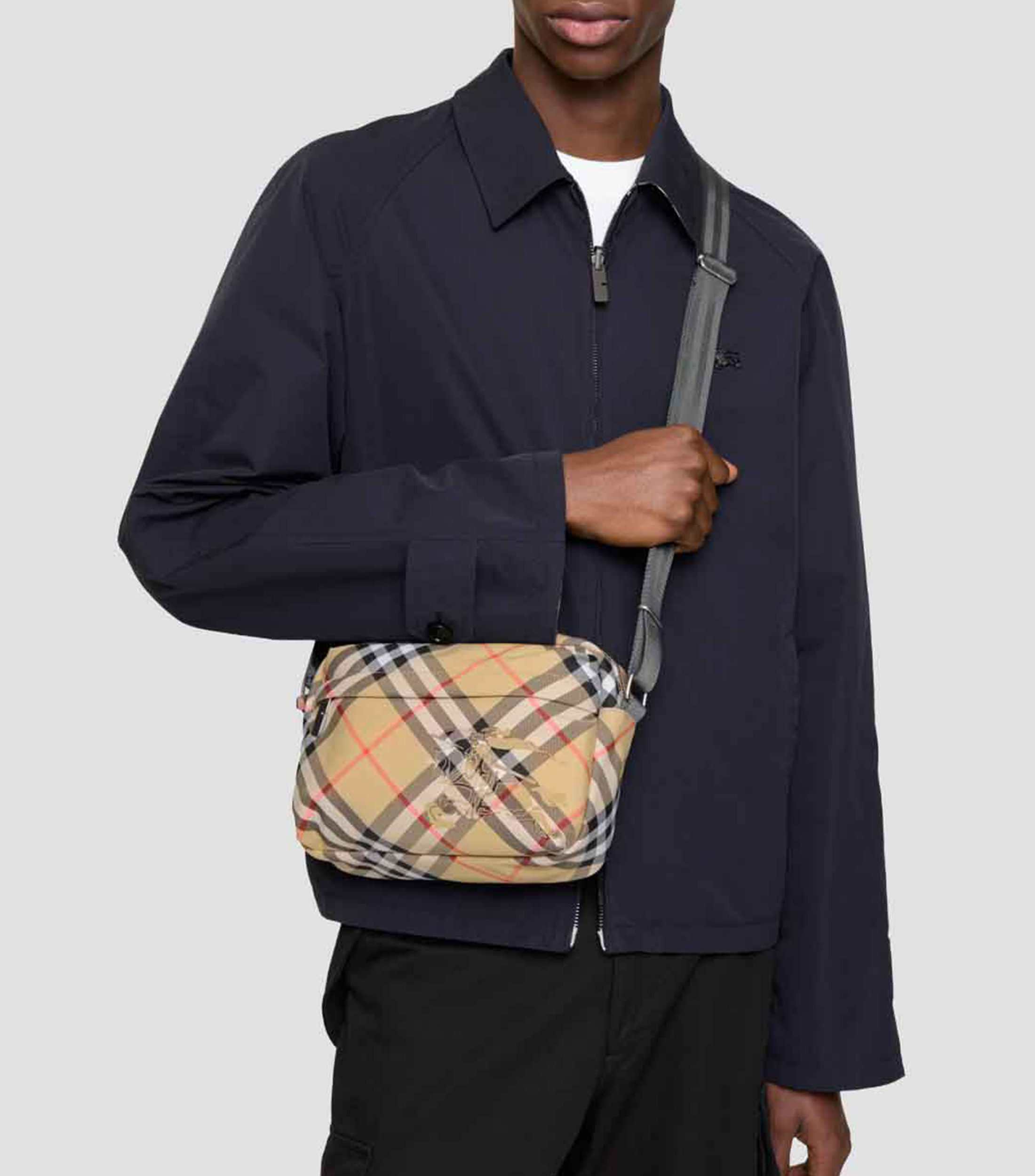 Bolso crossbody con cuadros Hombre