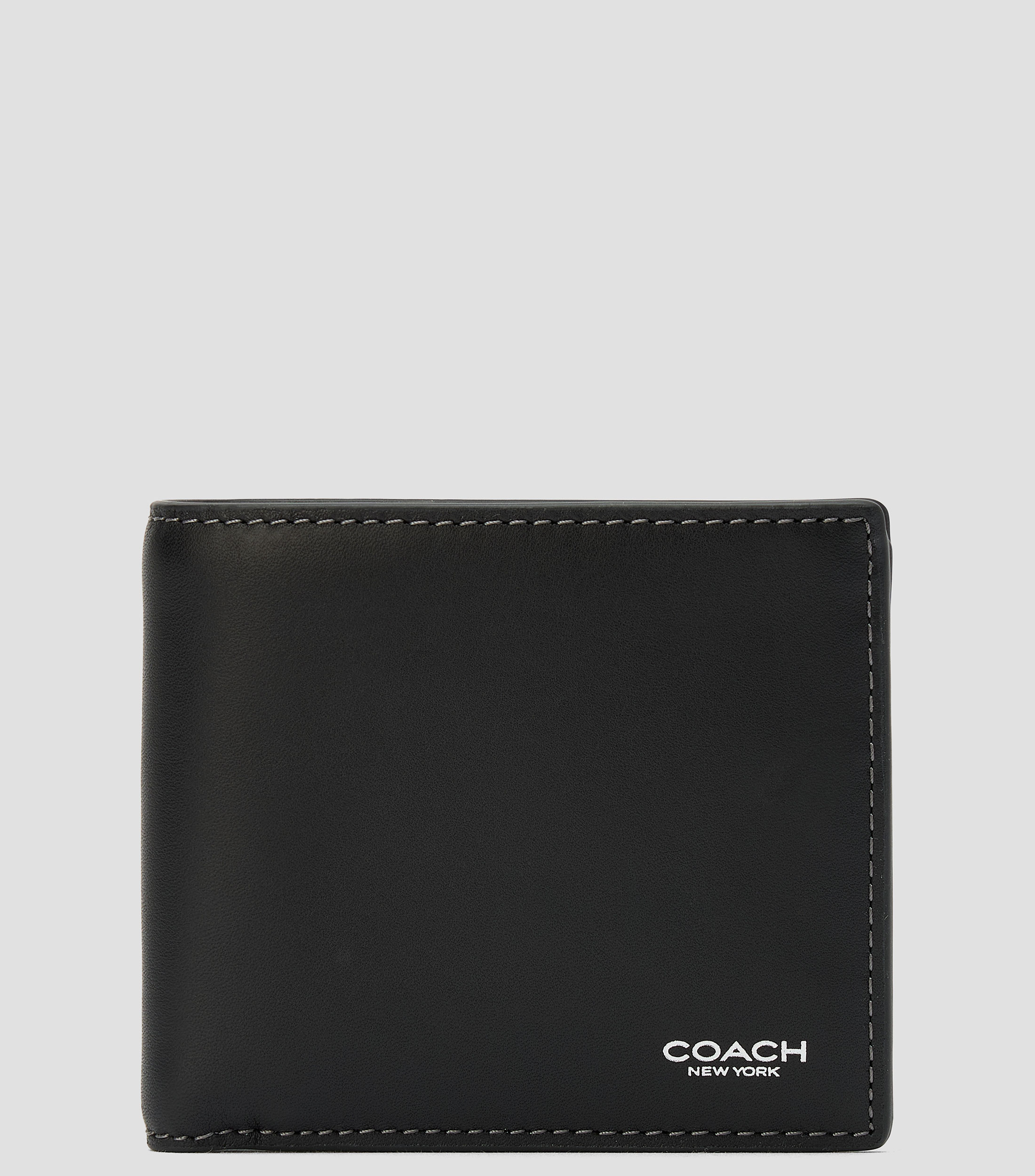 Cartera bifold en piel negra lisa Hombre