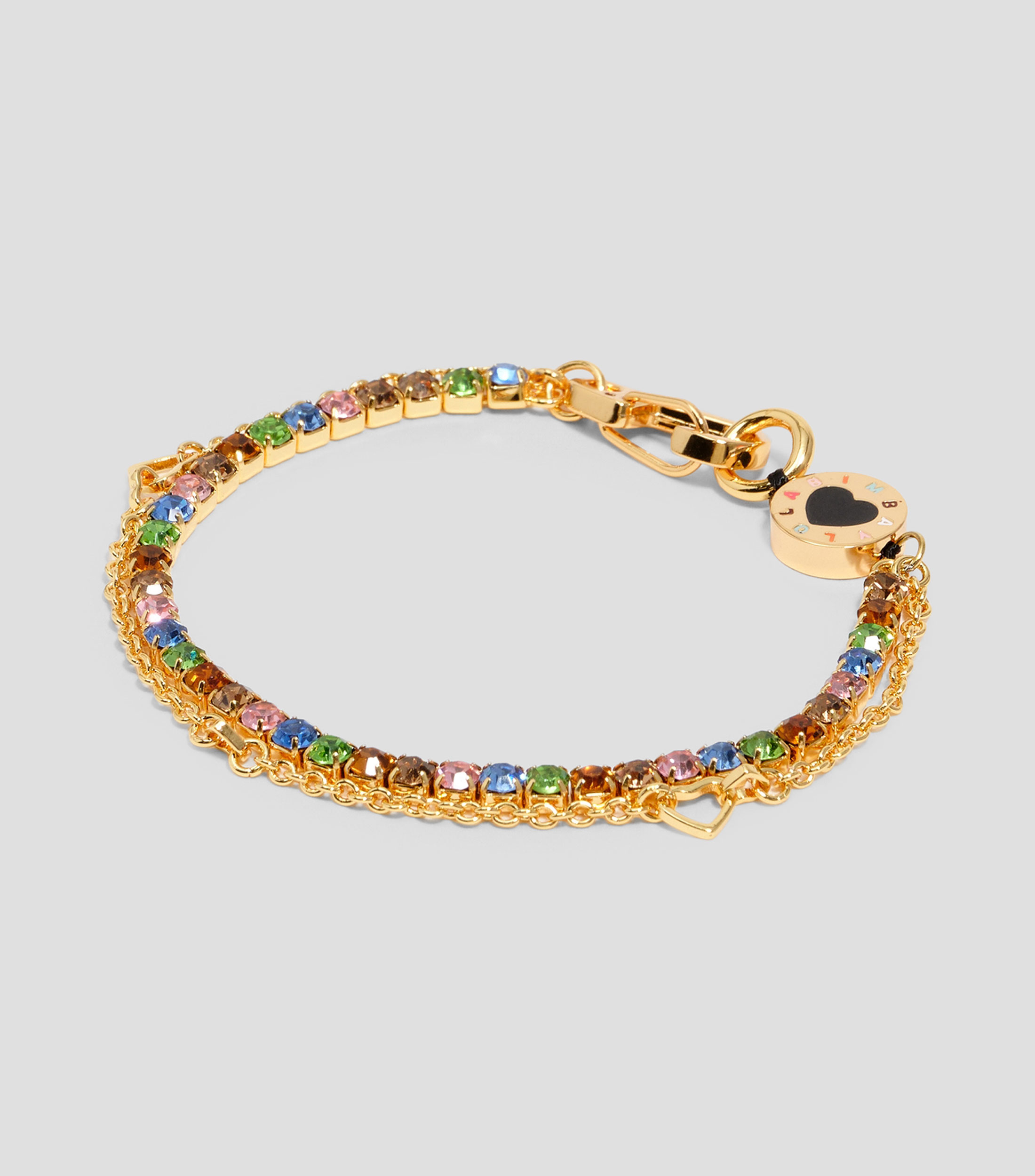 Pulsera doble cadena cristales dorado Mujer