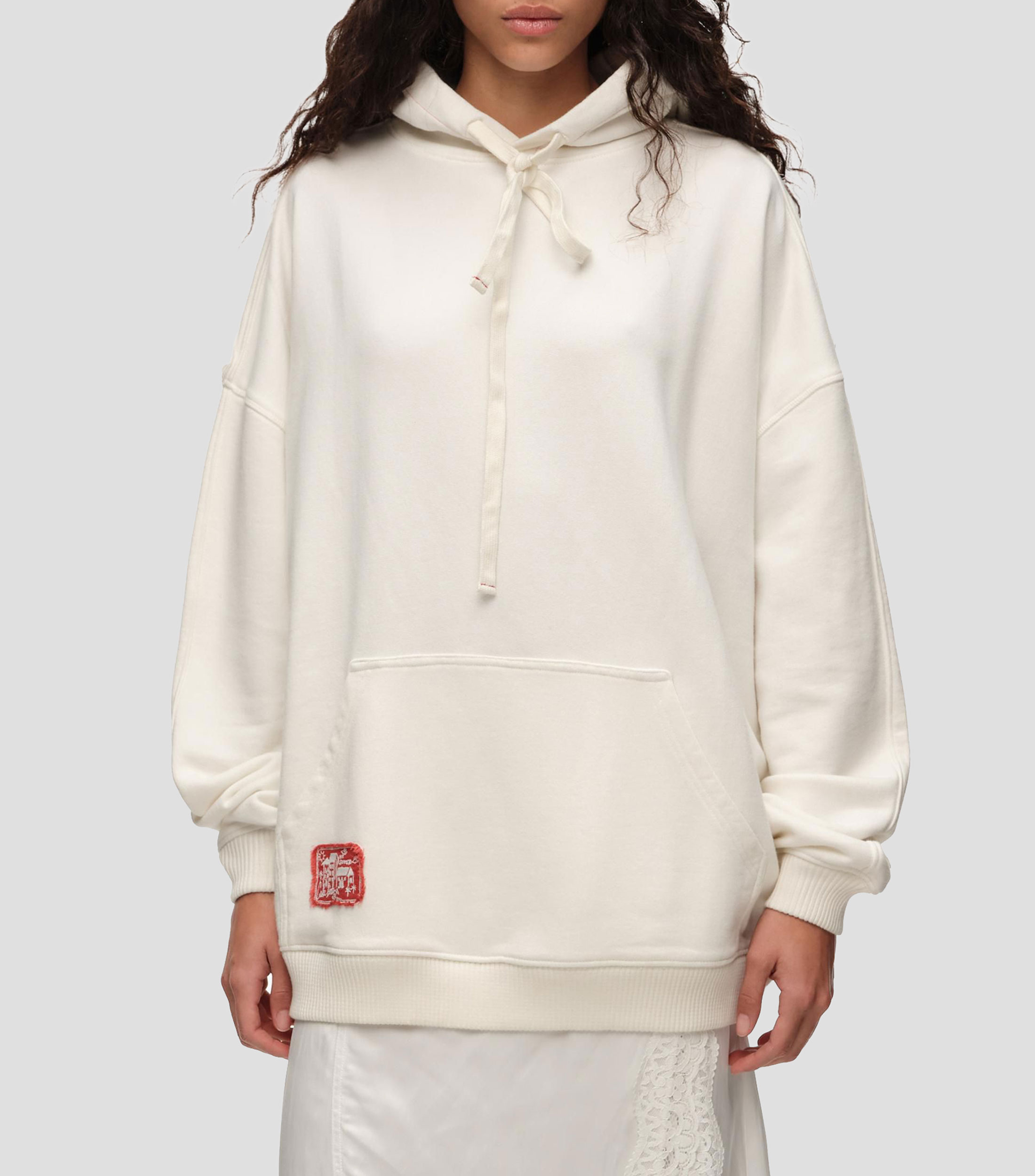 Sudadera capucha oversized bordado Mujer