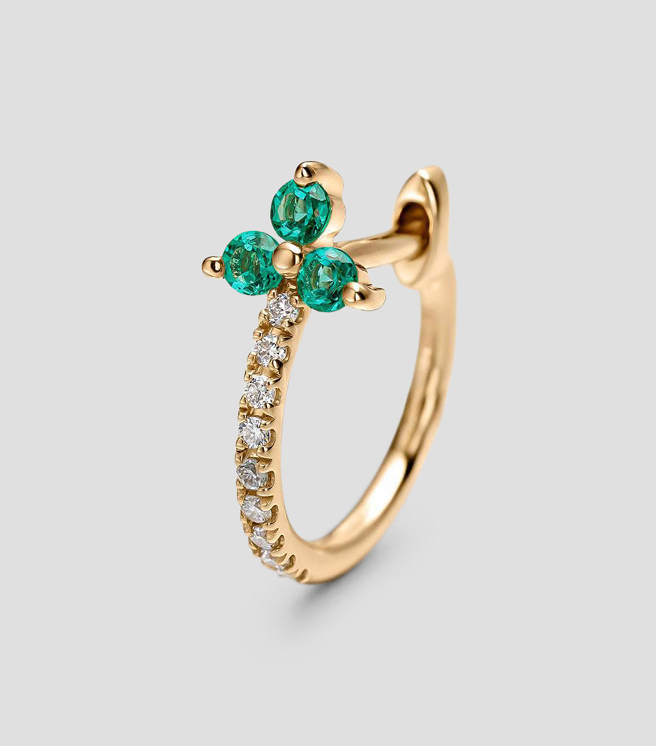 Pendiente en oro amarillo de 9 kilates con diamantes y esmeraldas Great Three Mujer