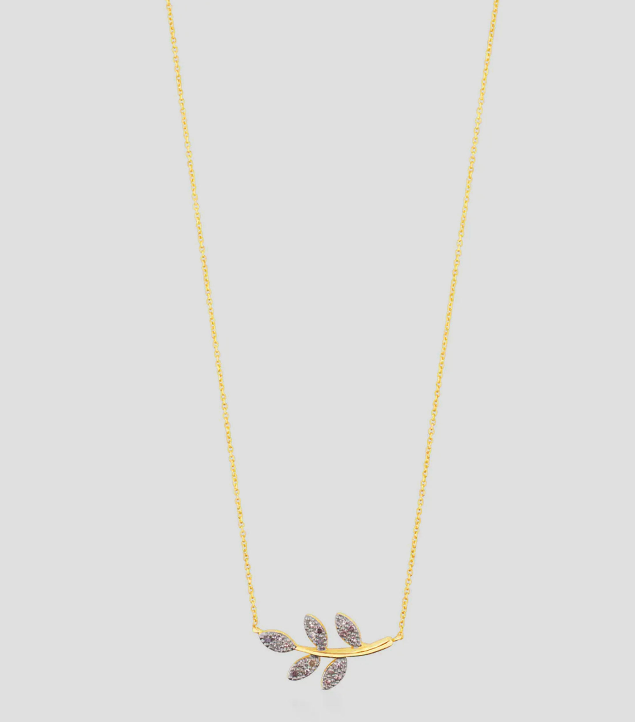 Collar hoja en oro amarillo de 18 kilates con diamantes Gempowered Mujer