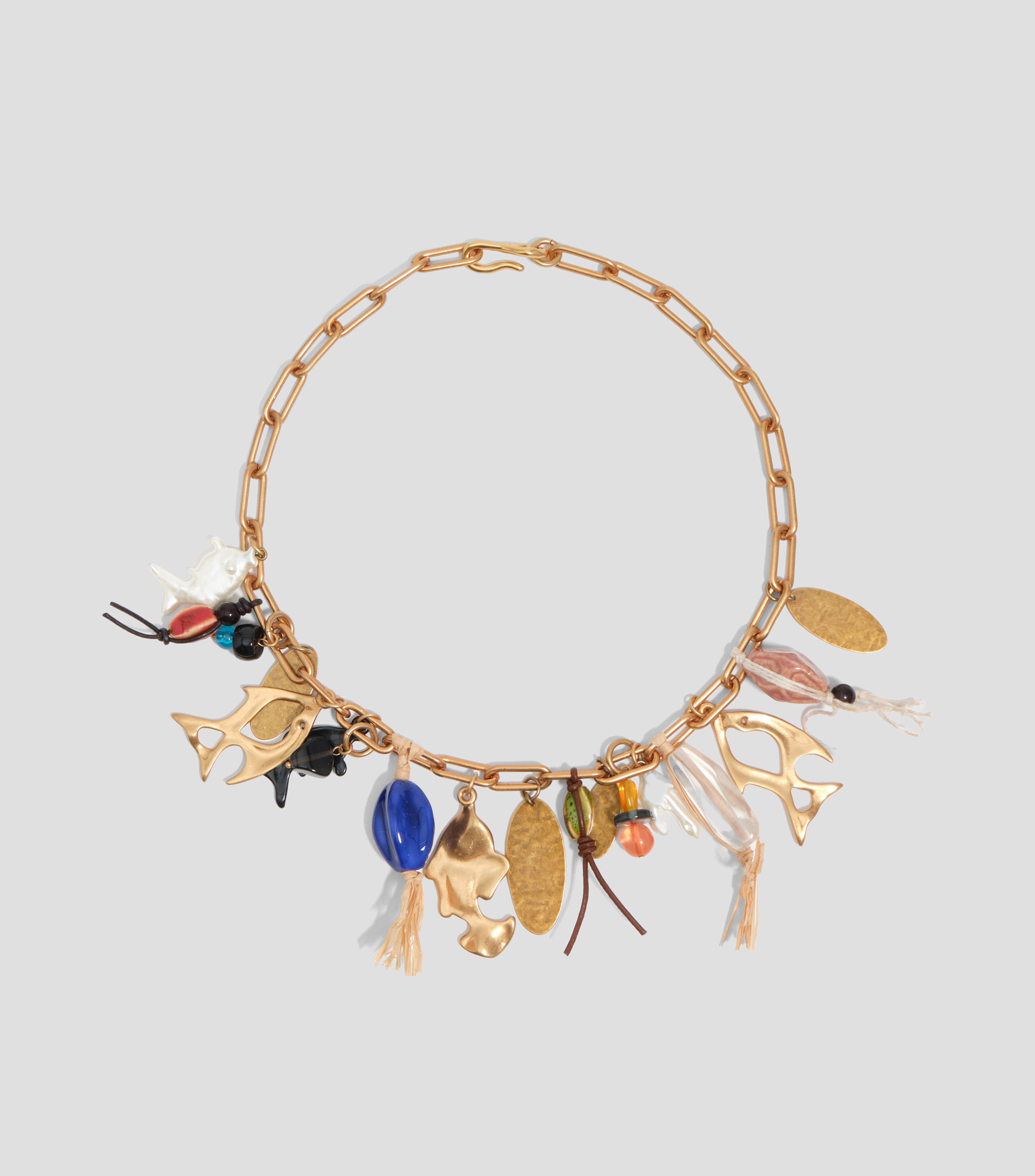 Collar peces y cerámicas dorado envejecido Mujer