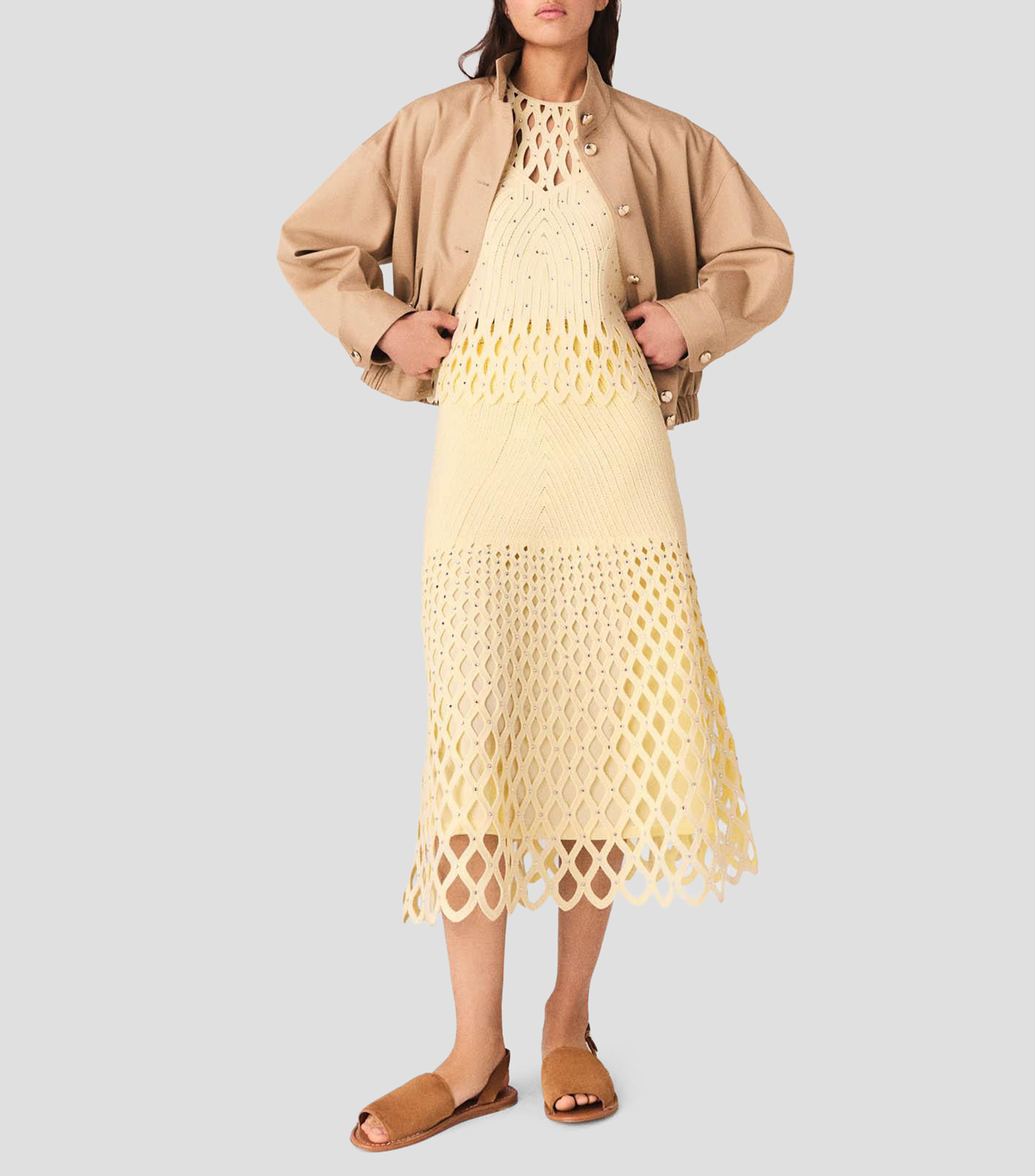 Falda midi de corte A lisa Mujer