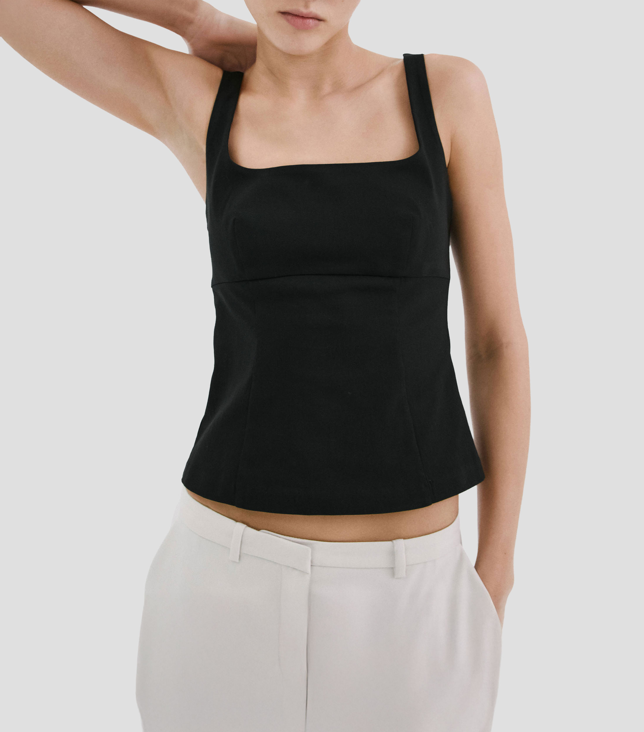 Top cuello cuadrado sin mangas liso Mujer