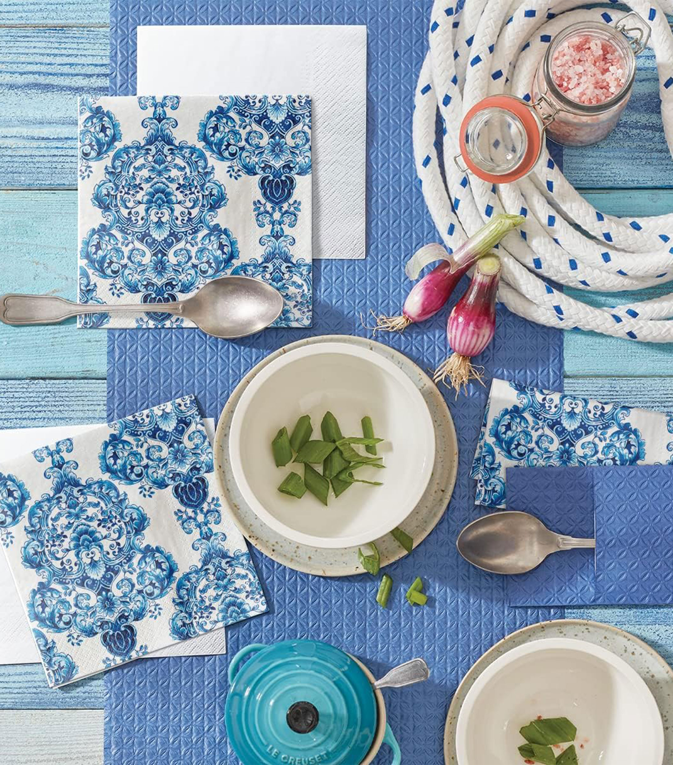 Set 20 servilletas de papel Porcelana Azul