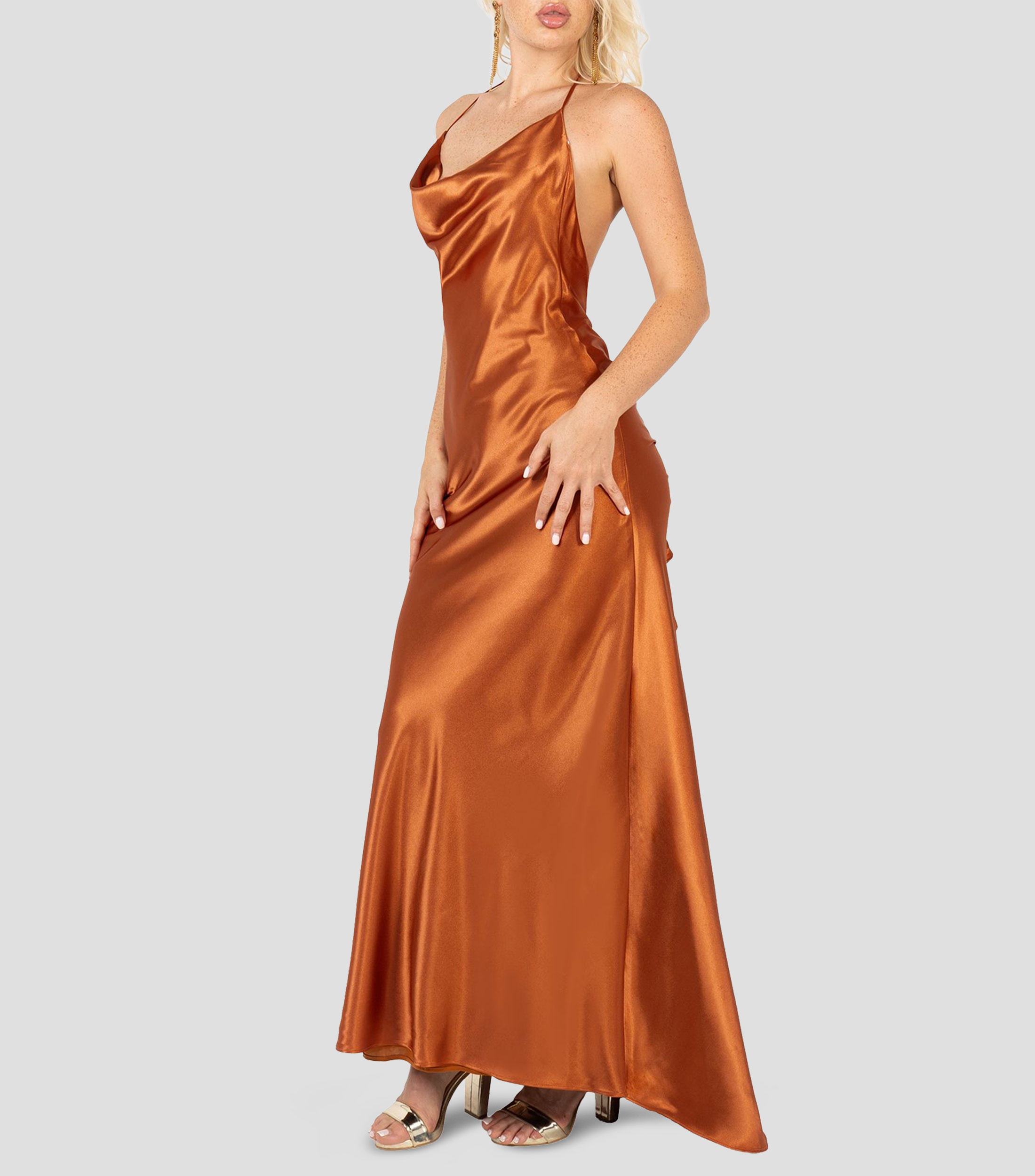 Vestido largo liso Mujer