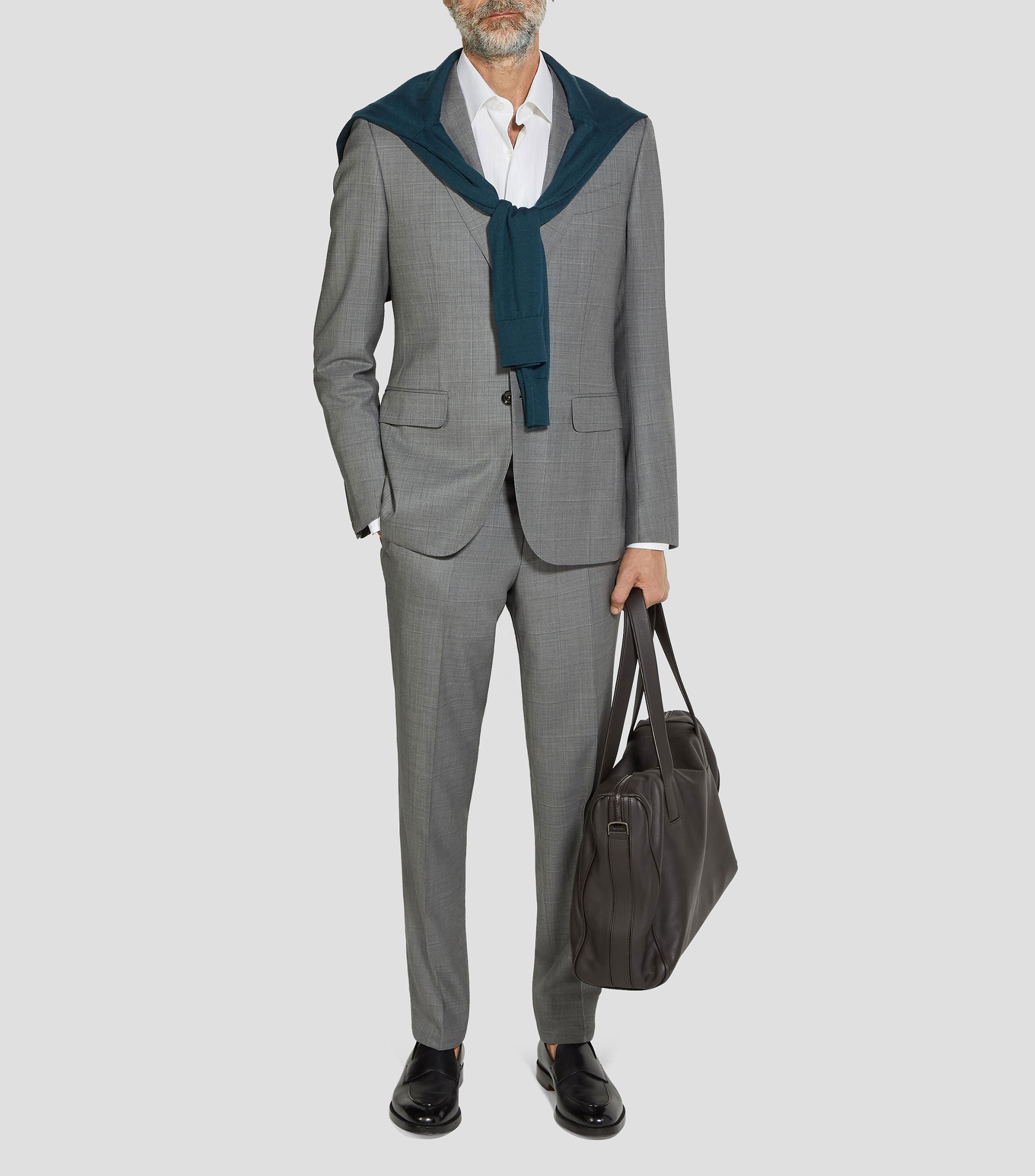 Traje de lana corte regular con rayas Hombre
