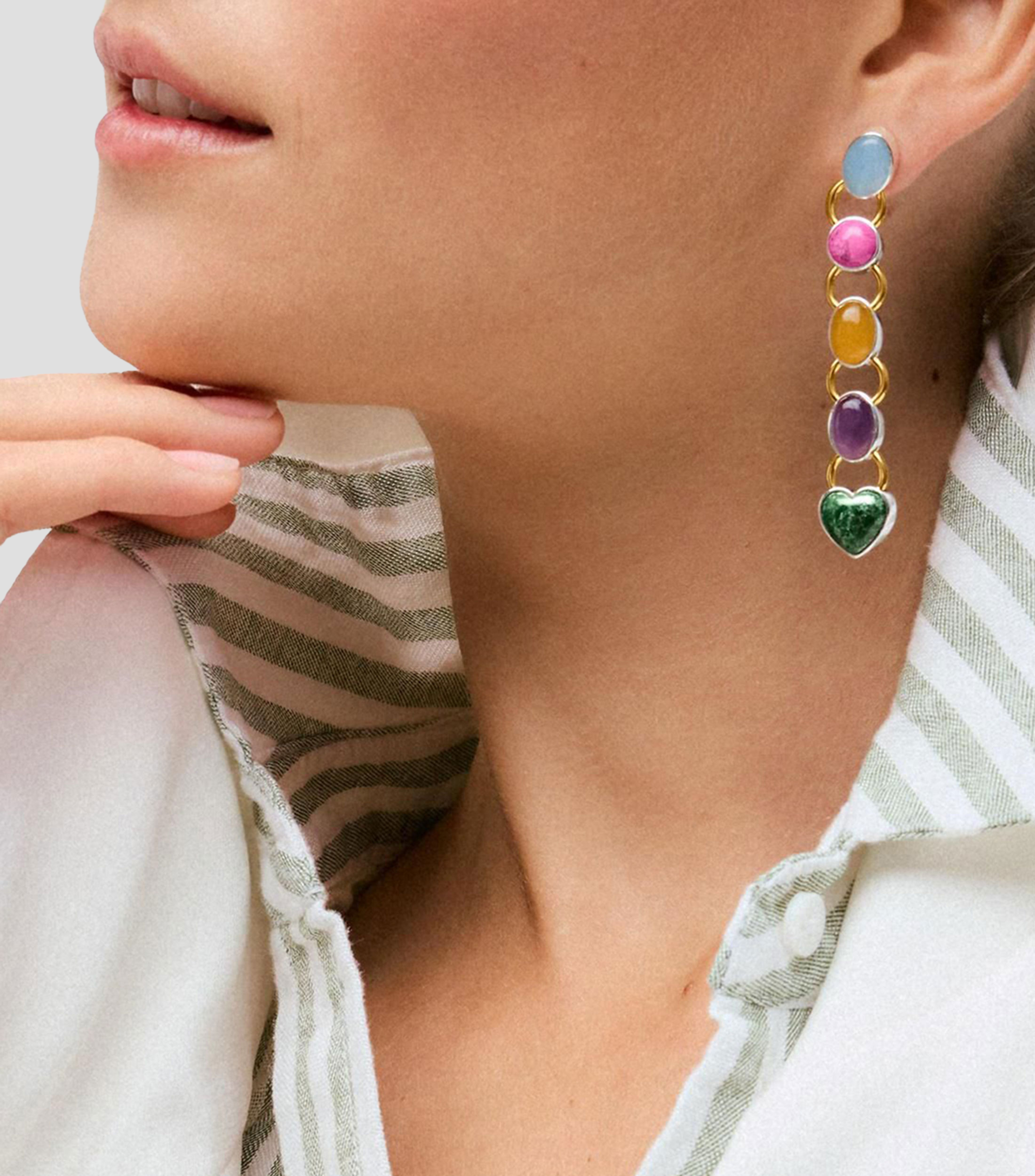 Aretes largos con gemas multicolor Tous Gem Power Mujer