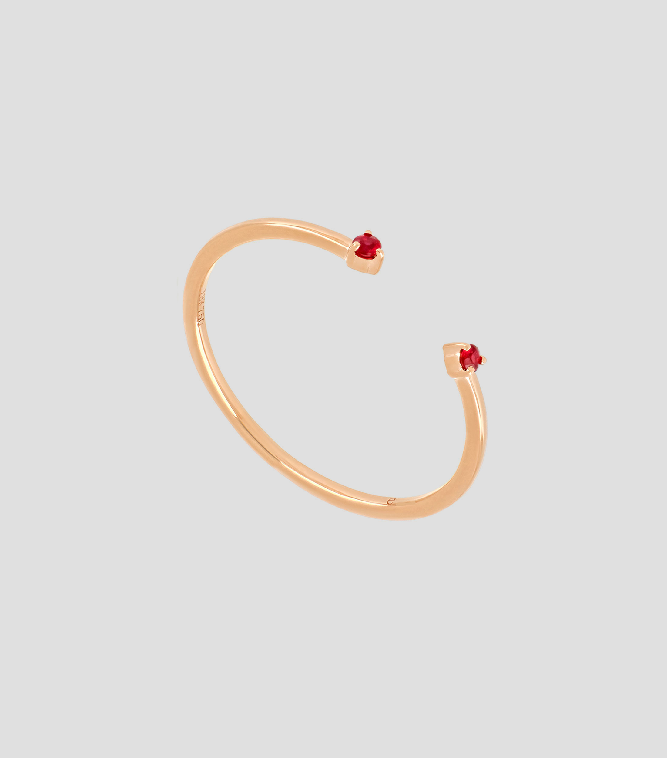 Anillo abierto en oro rosa de 18 Kilates con rubi Mujer