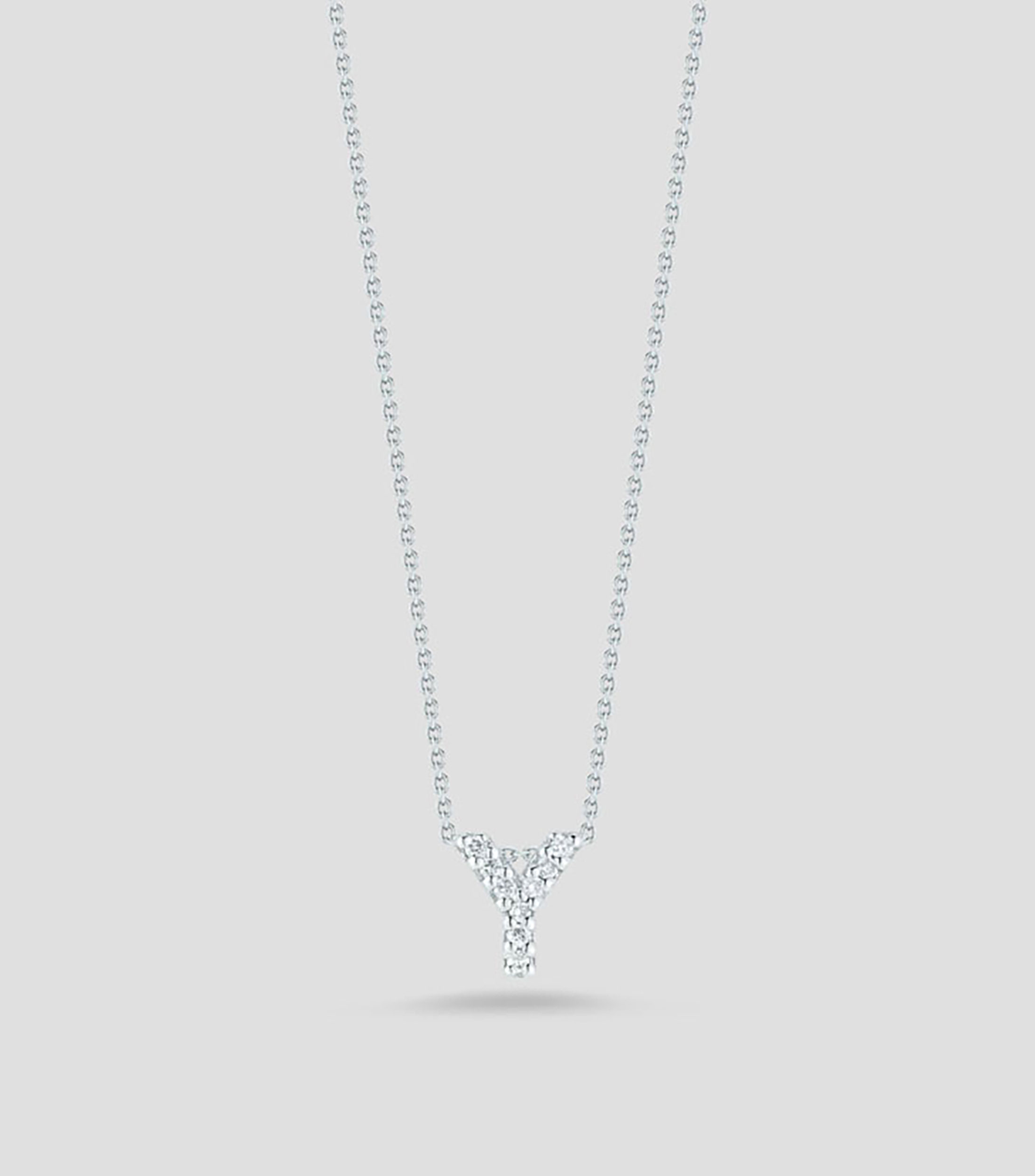 Collar letra "Y" en oro blanco de 18 Kilates con diamantes Love Letter Mujer