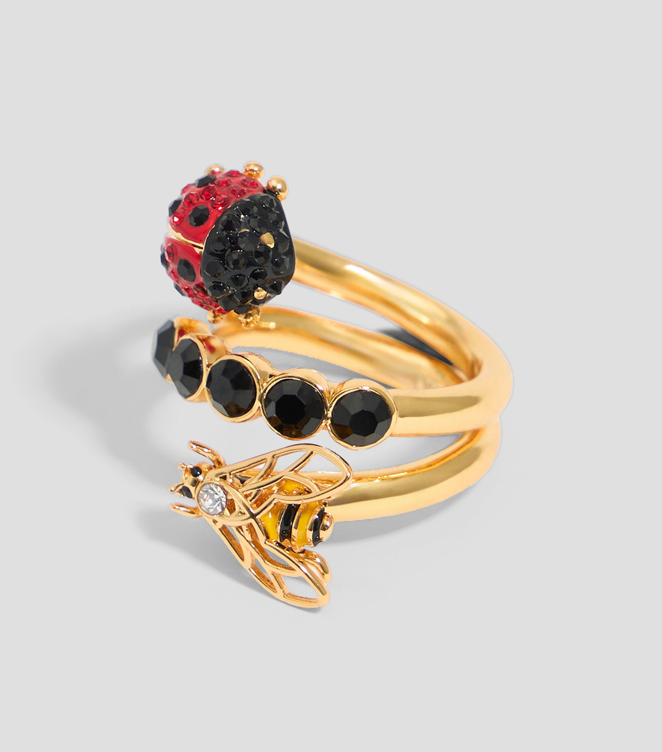 Anillo Espiral Abeja y Catarina Mujer