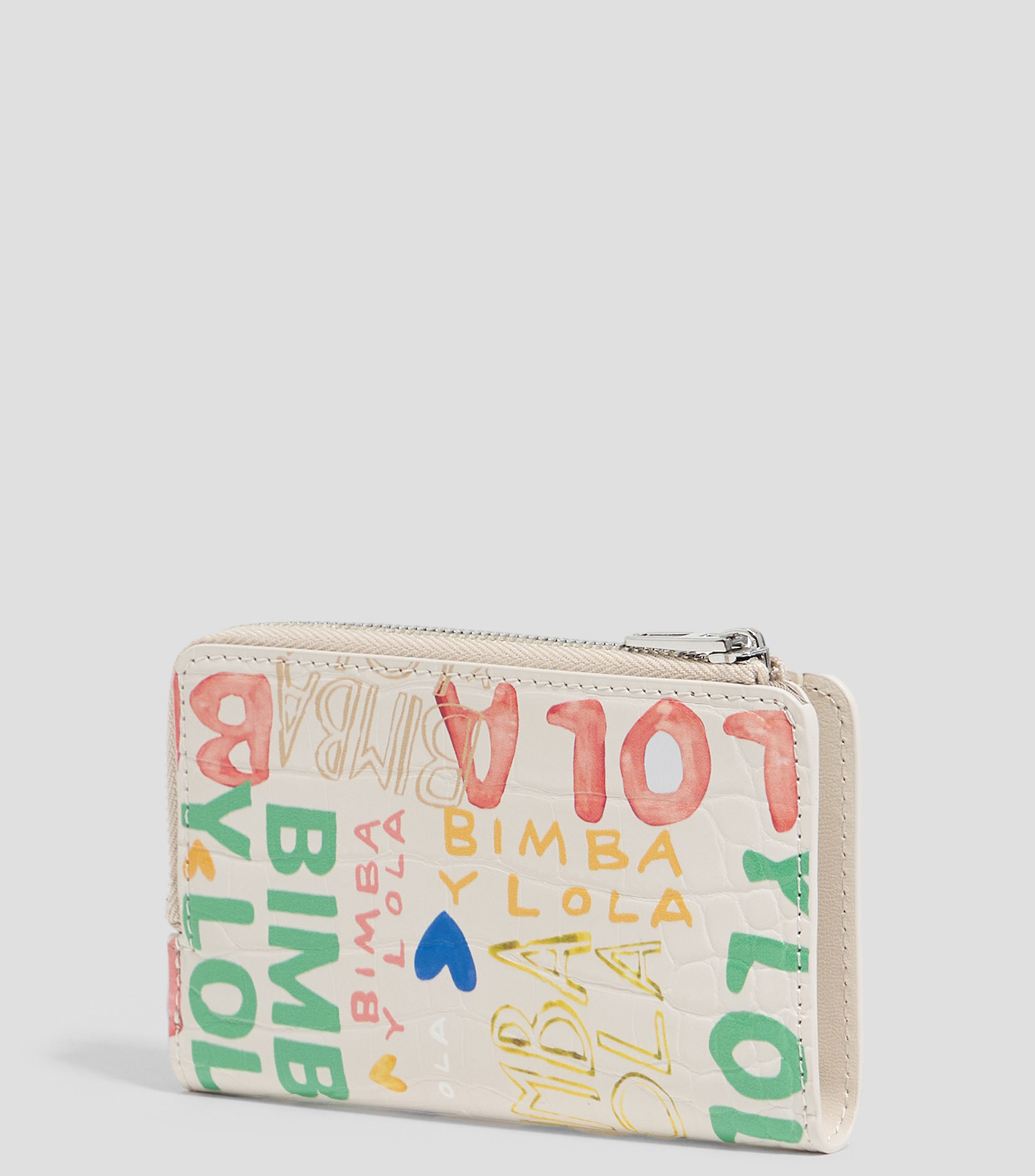 Cartera grabado cocodrilo BIMBA logos marfil Mujer