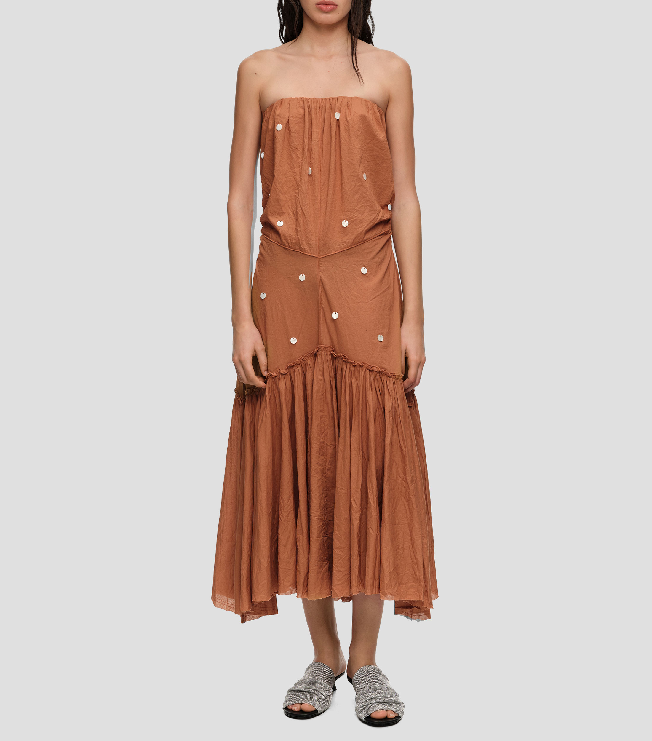 Vestido midi liso Mujer