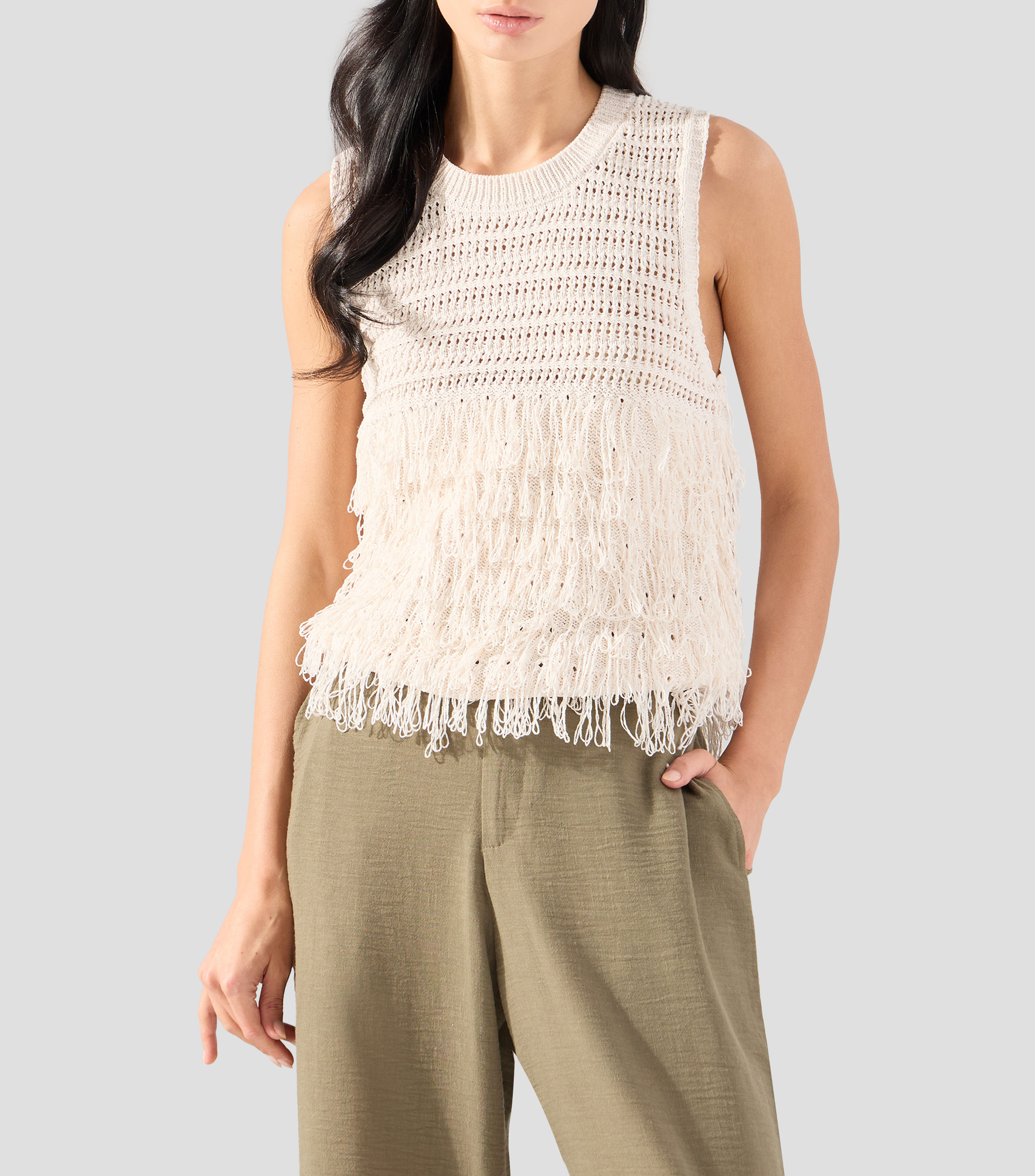 Blusa lisa sin mangas Mujer