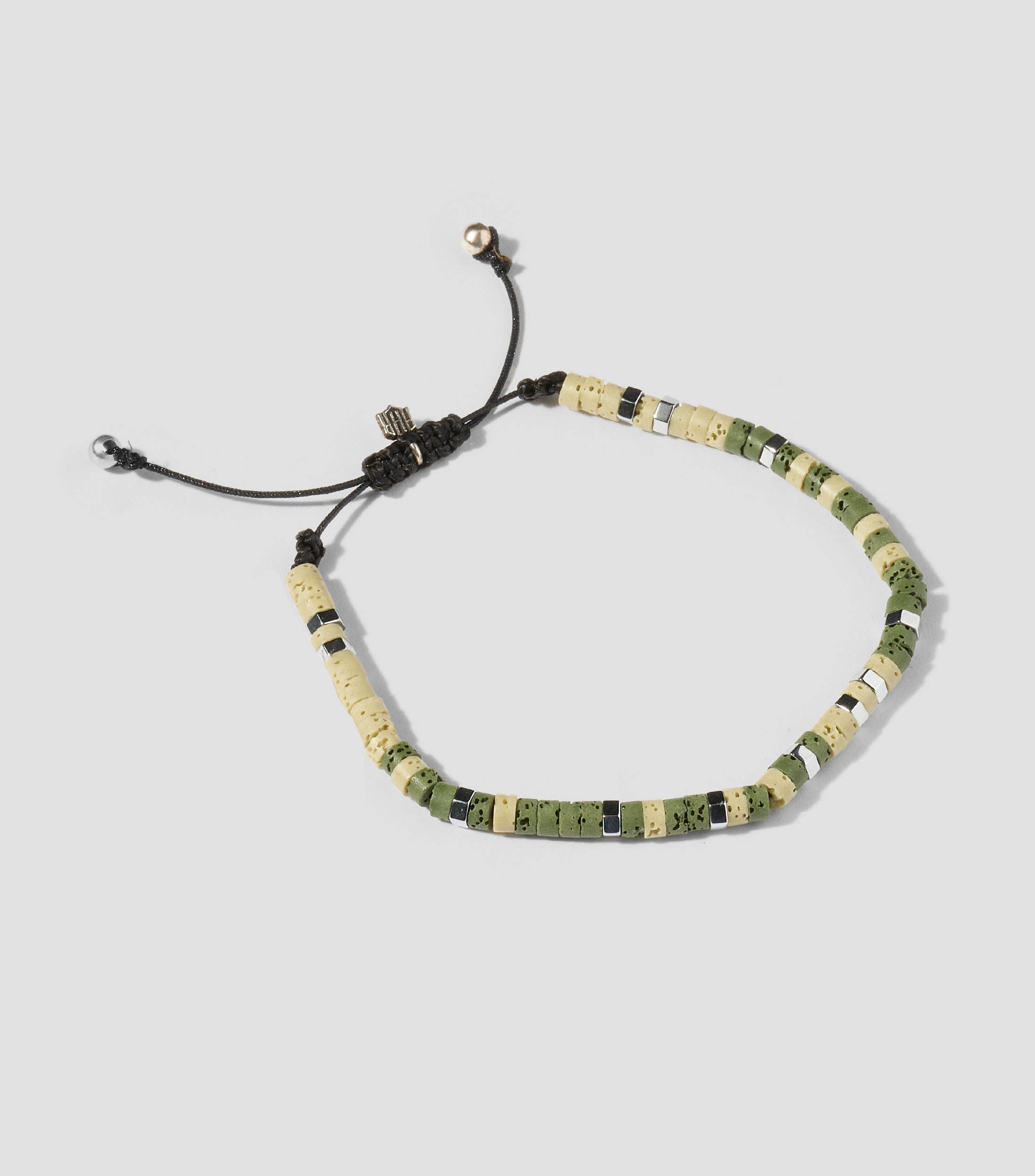 Pulsera con rondanas de piedra volcánica Hombre
