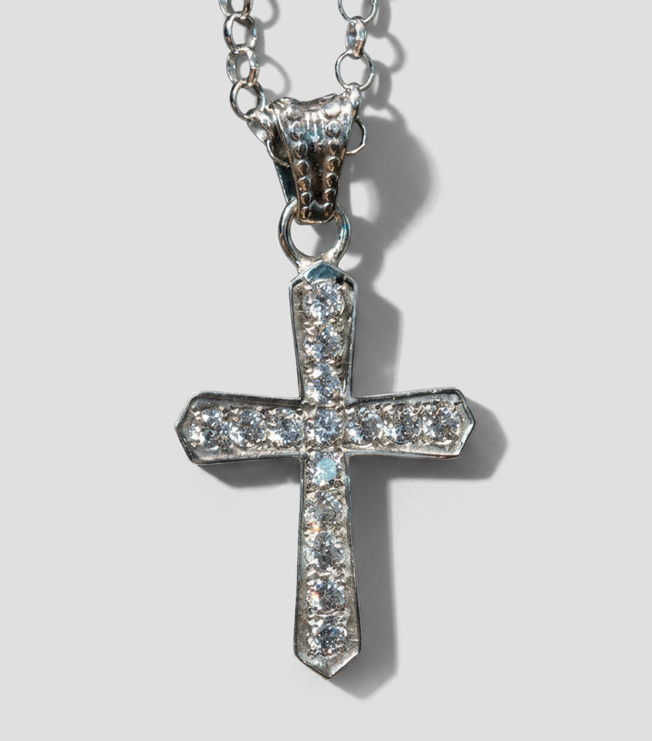 Dije de cruz en Plata .925 Small Cross con circonias Unisex