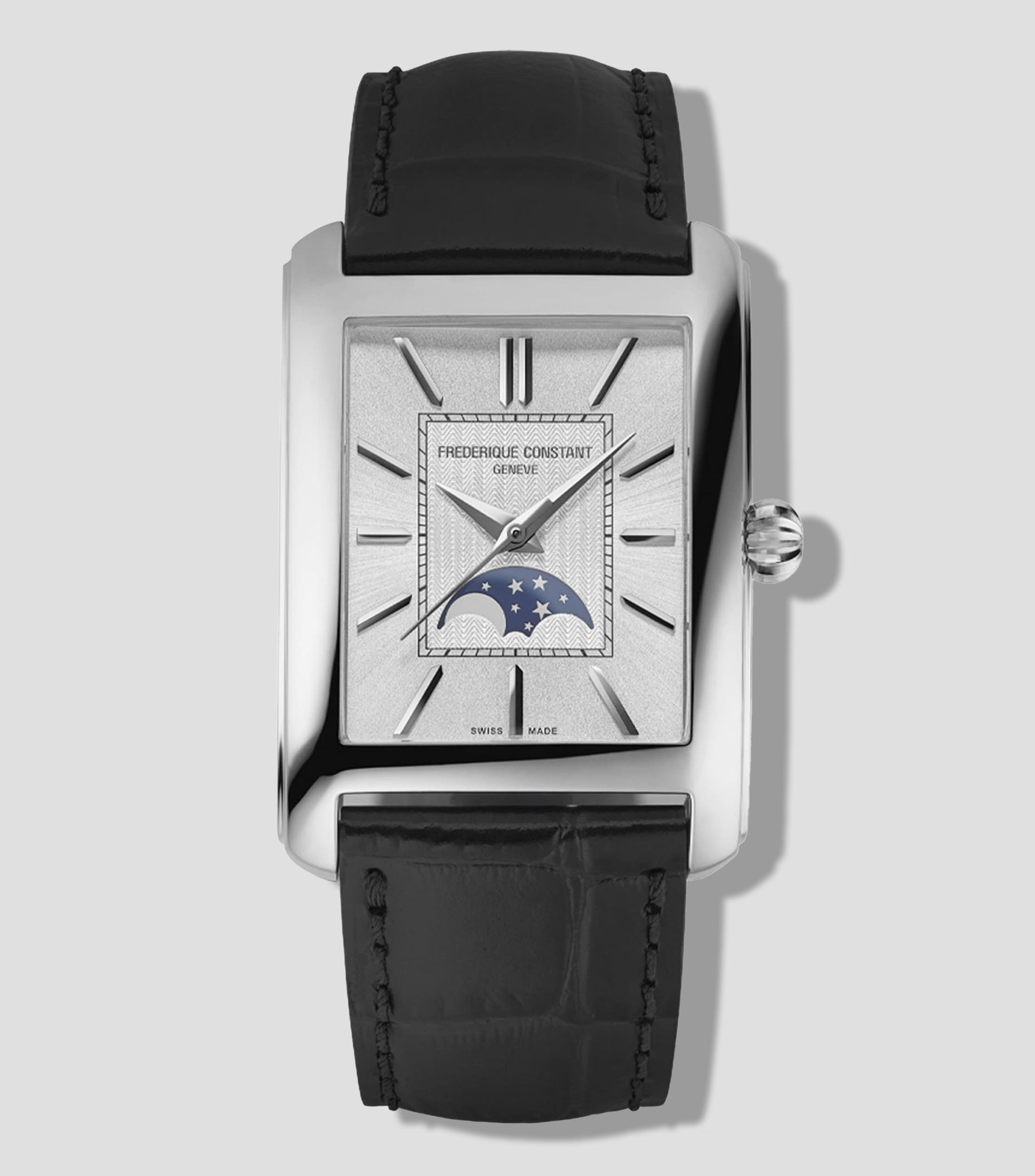 Reloj para Hombre Classic Carrée Moonphase de vestir plateado, negro