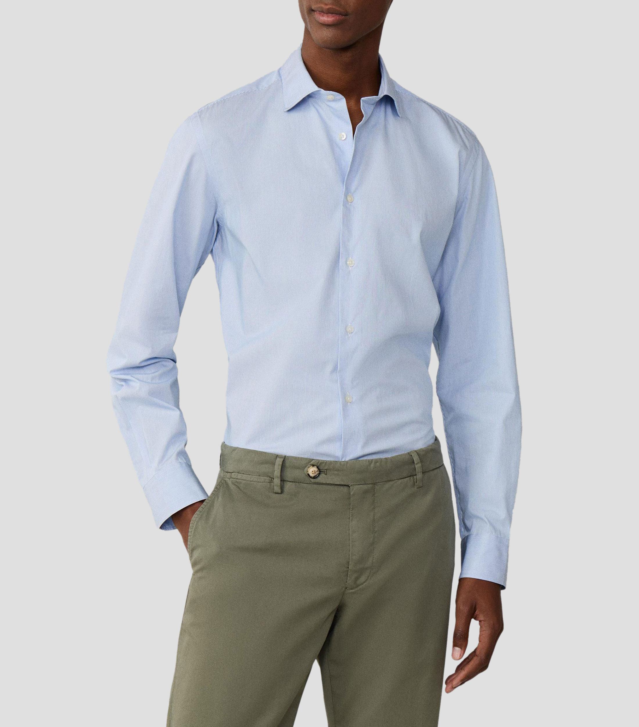 Camisa a rayas manga larga Hombre