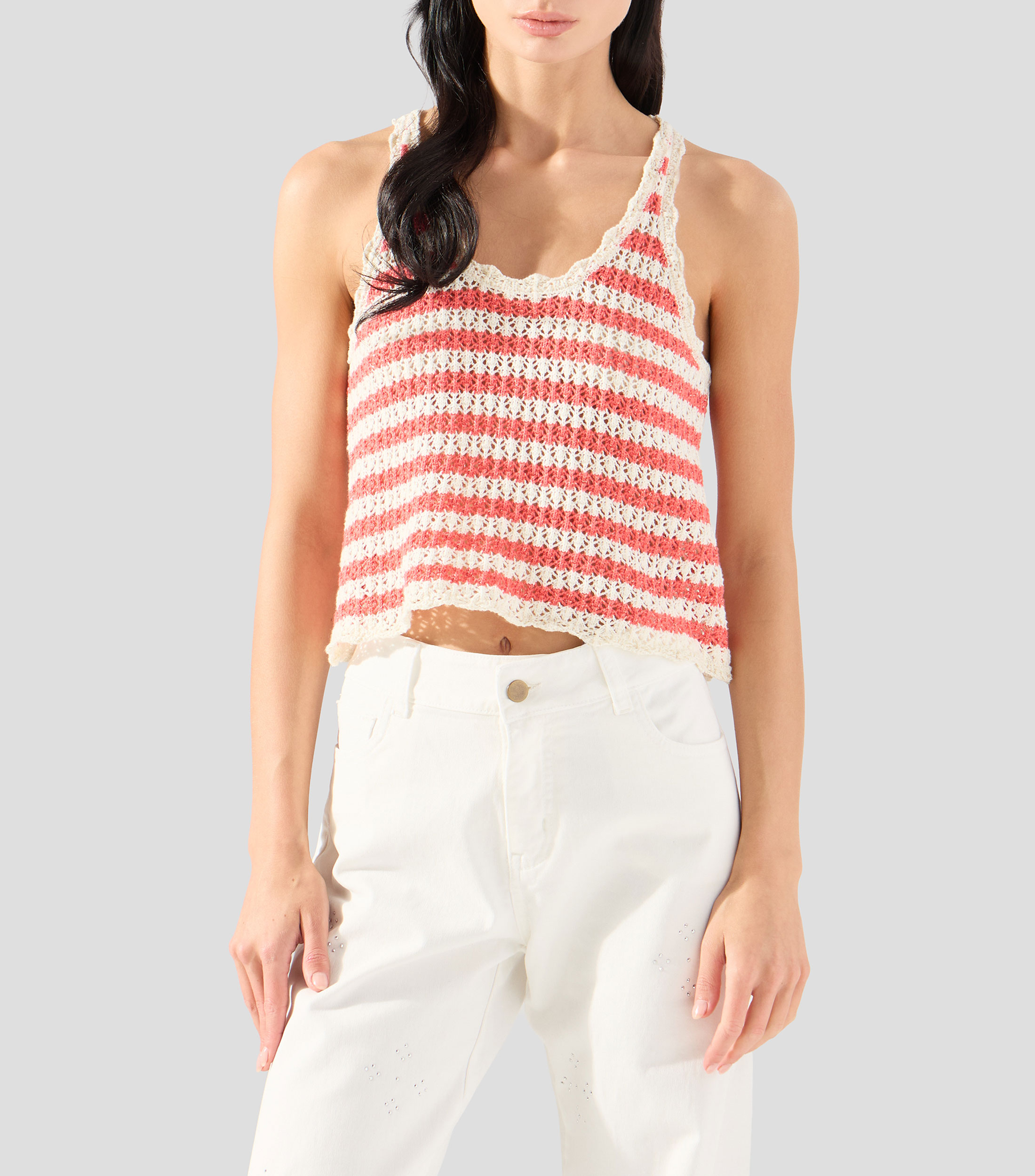 Blusa de rayas sin mangas Mujer