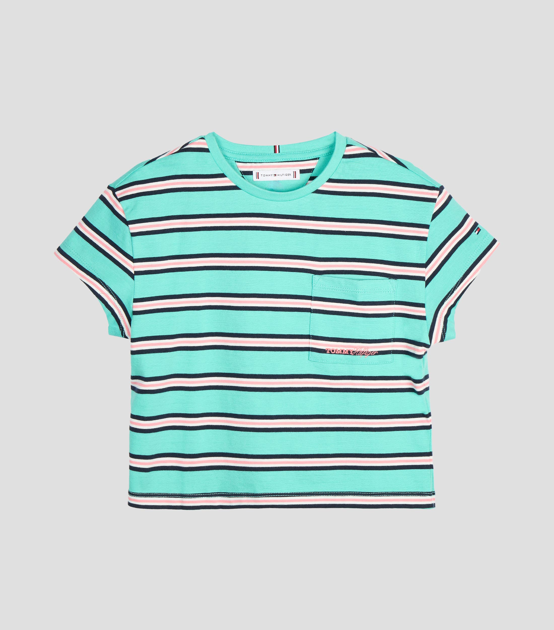 Playera cuello redondo manga corta rayas Niña