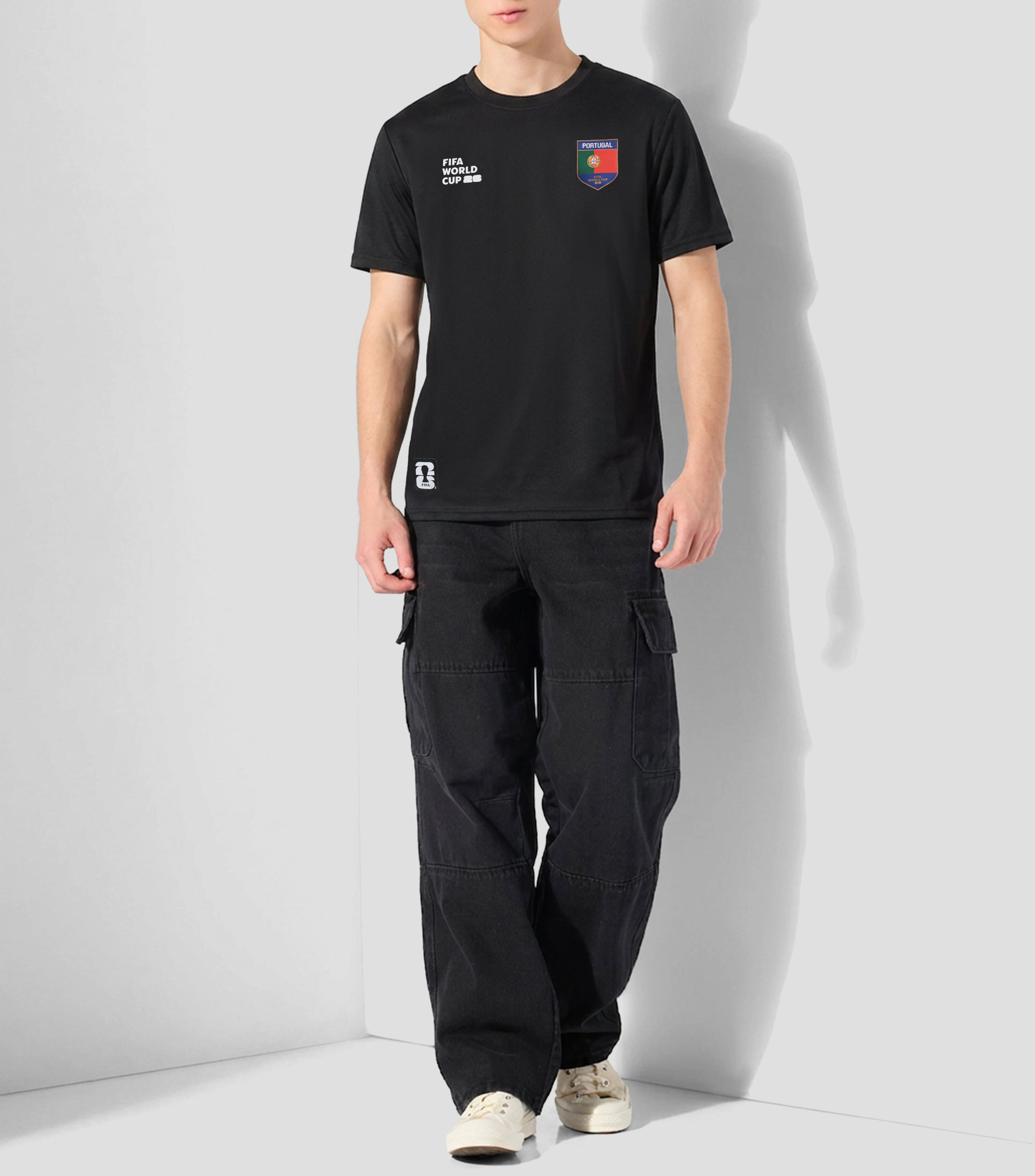 Playera Portugal cuello redondo manga corta lisa Hombre