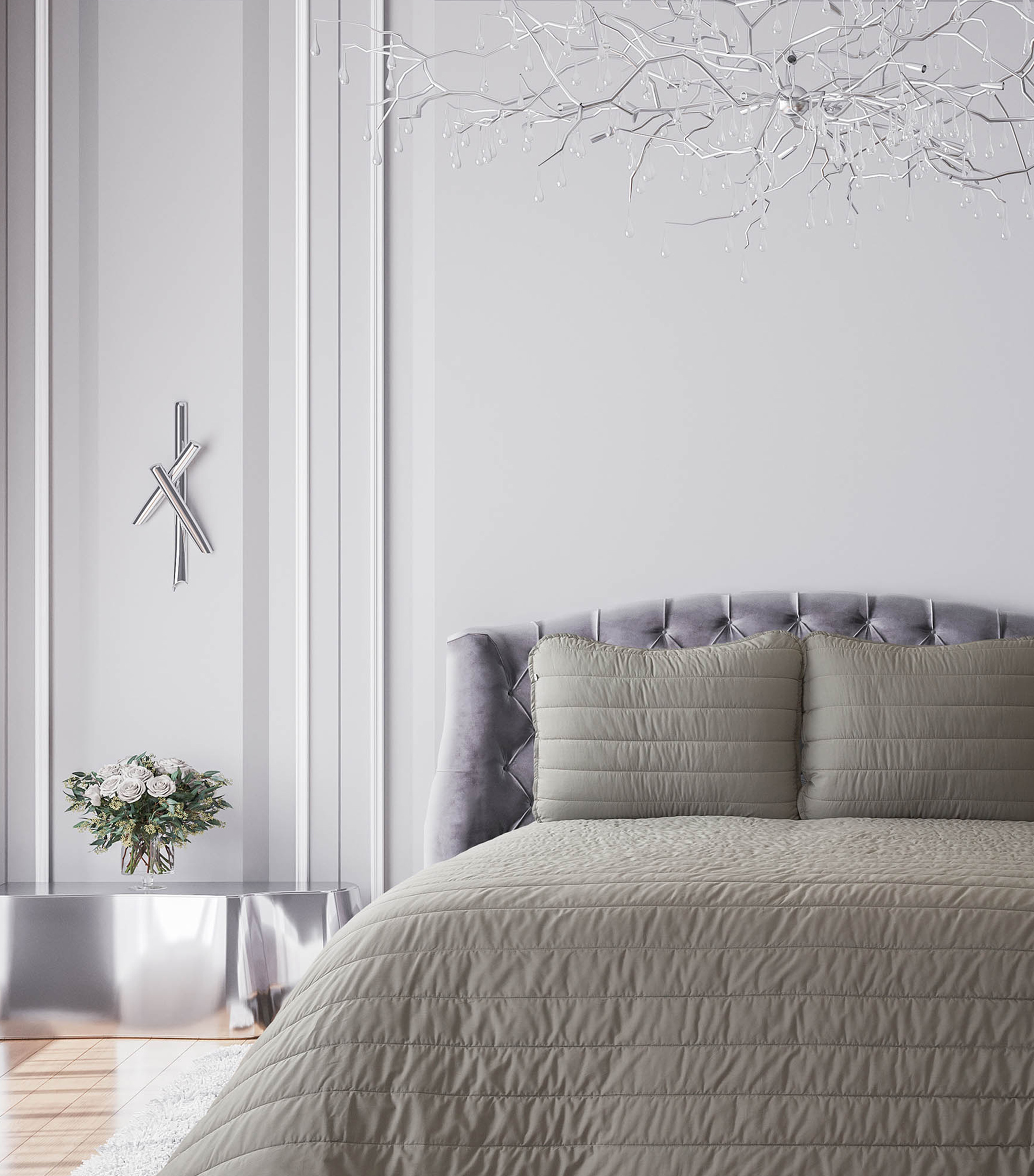 Set de Colcha Coverlet Full Queen Gris