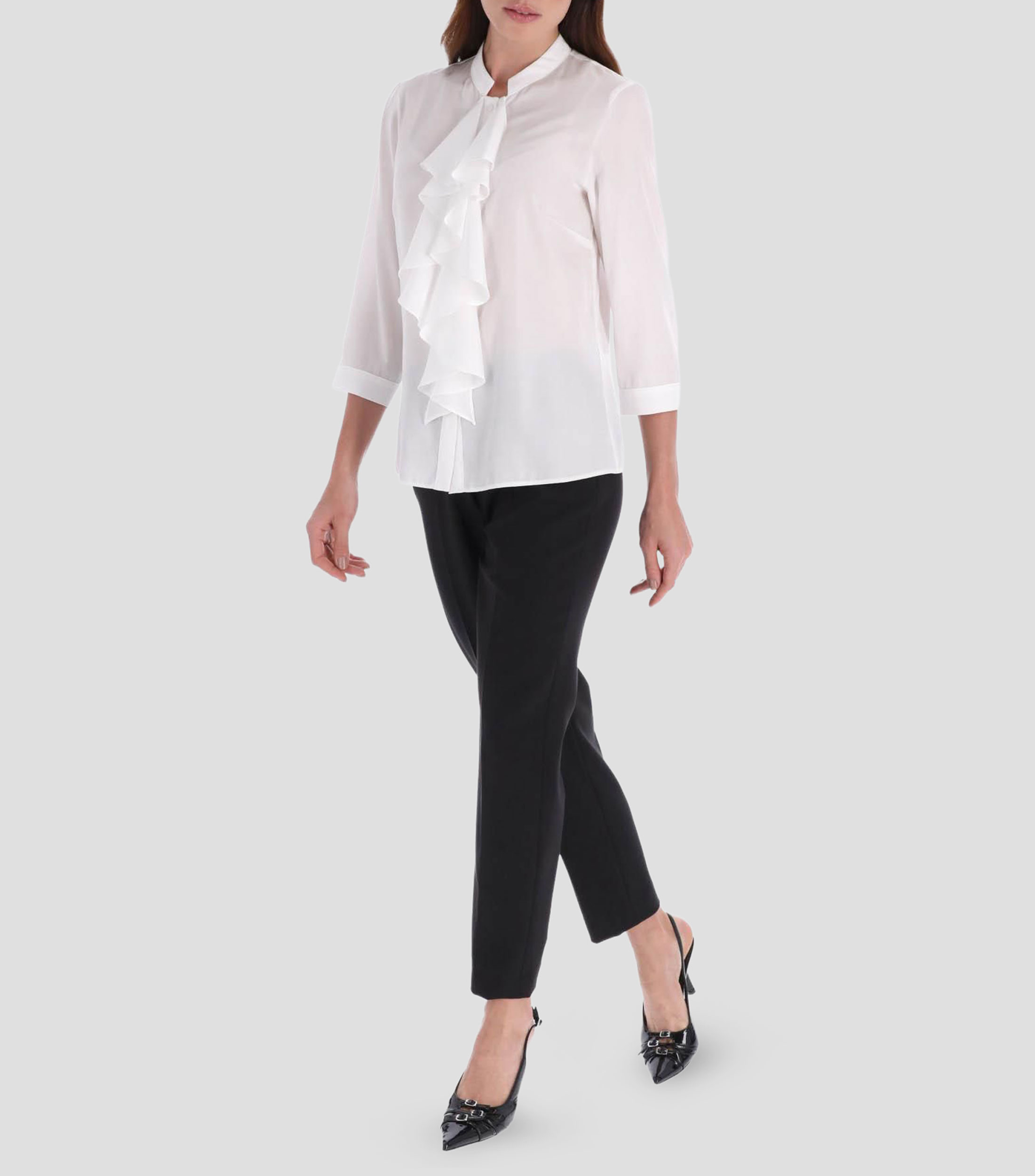 Blusa lisa manga 3/4 Mujer
