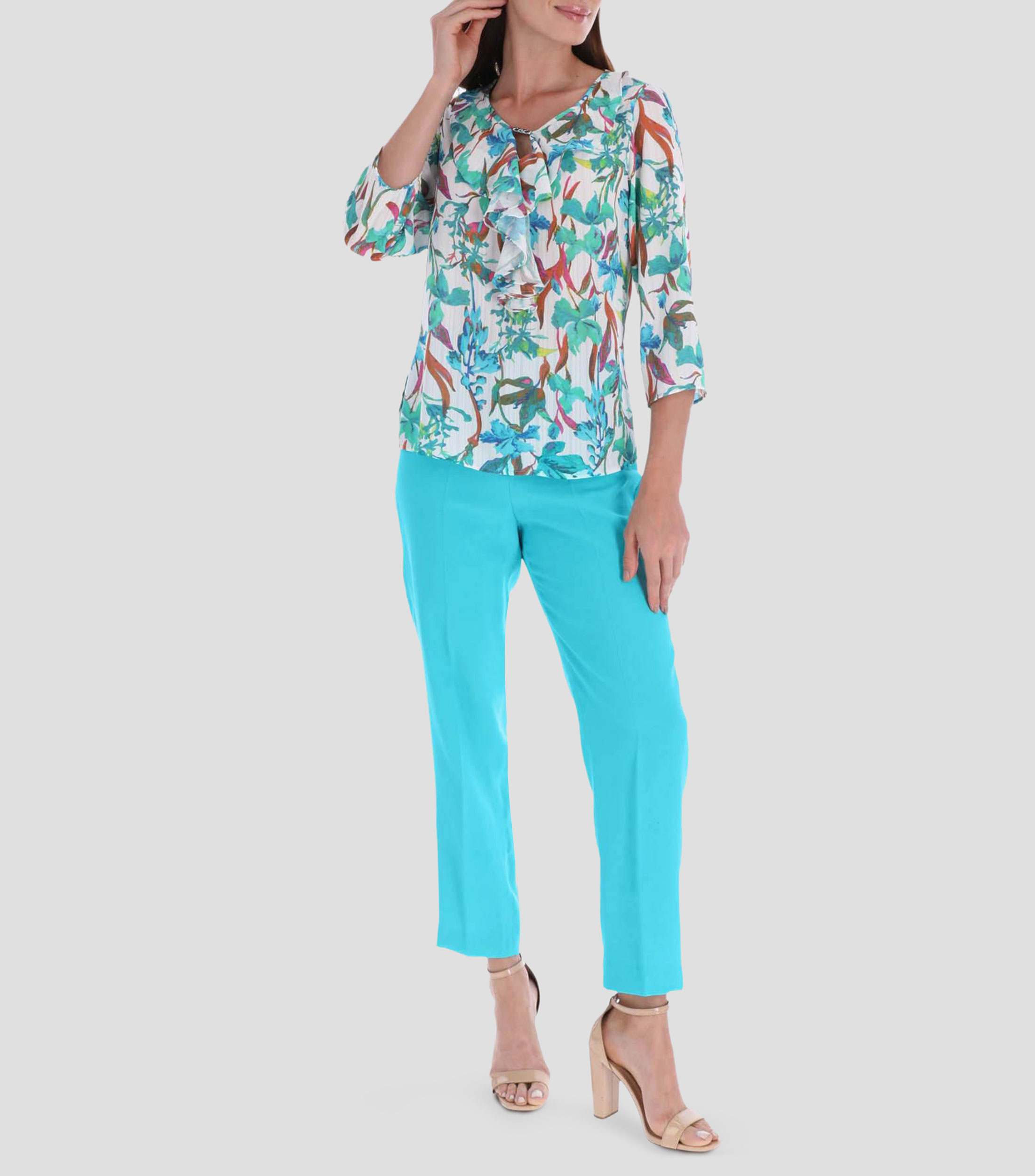 Blusa línea Petite estampada manga 3/4 Mujer