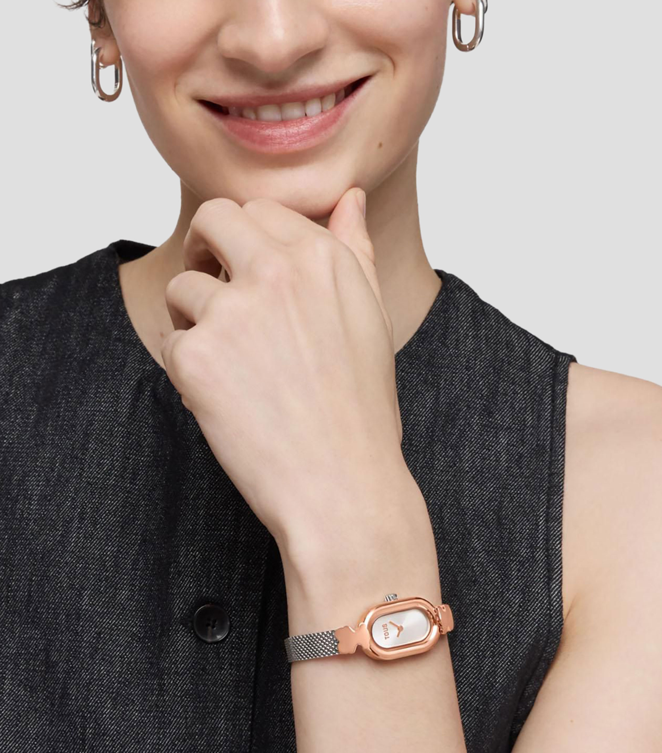Reloj para Mujer Oval Icon Casual Plateado, Oro Rosa