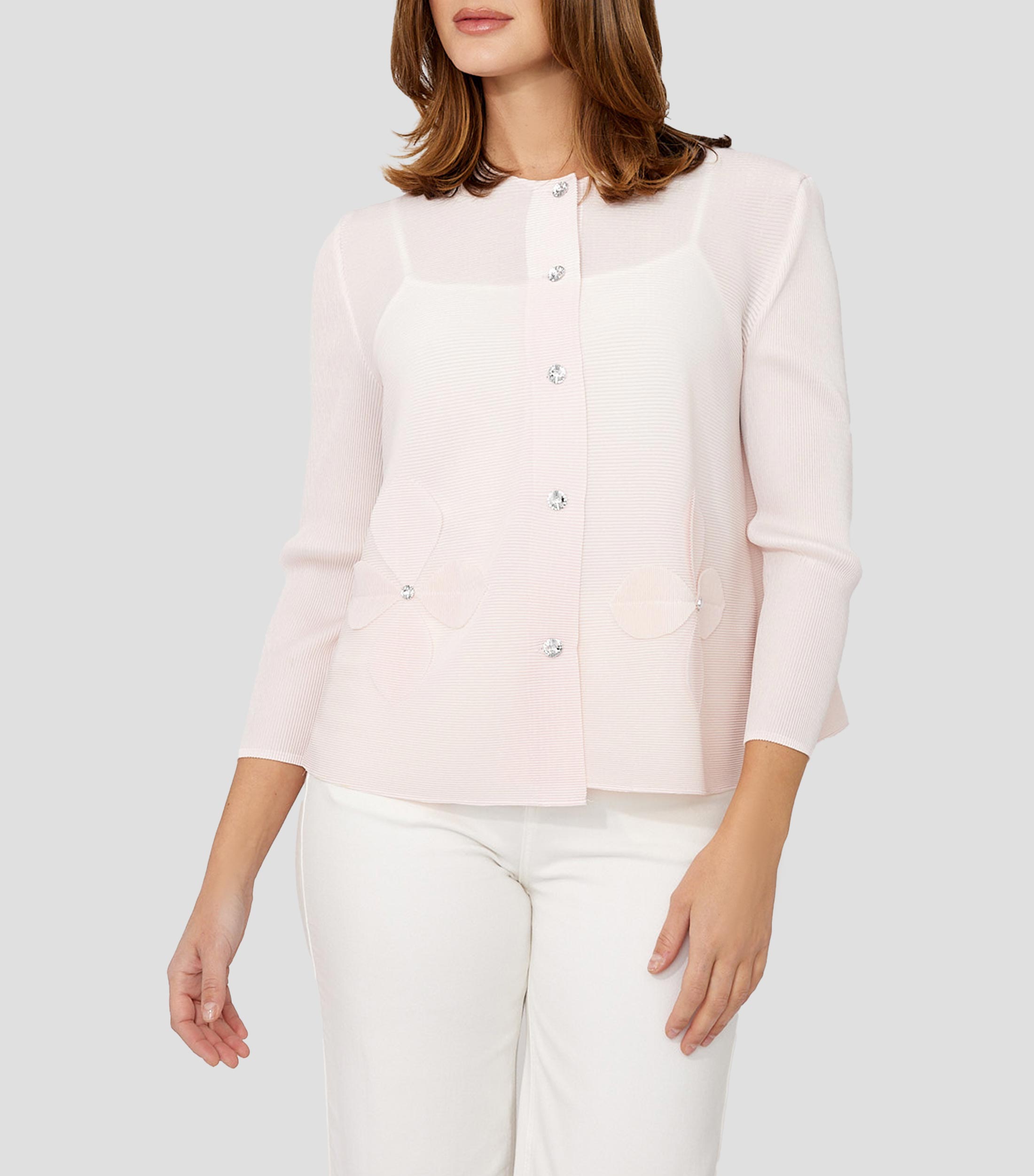 Blusa lisa manga 7/8 Mujer