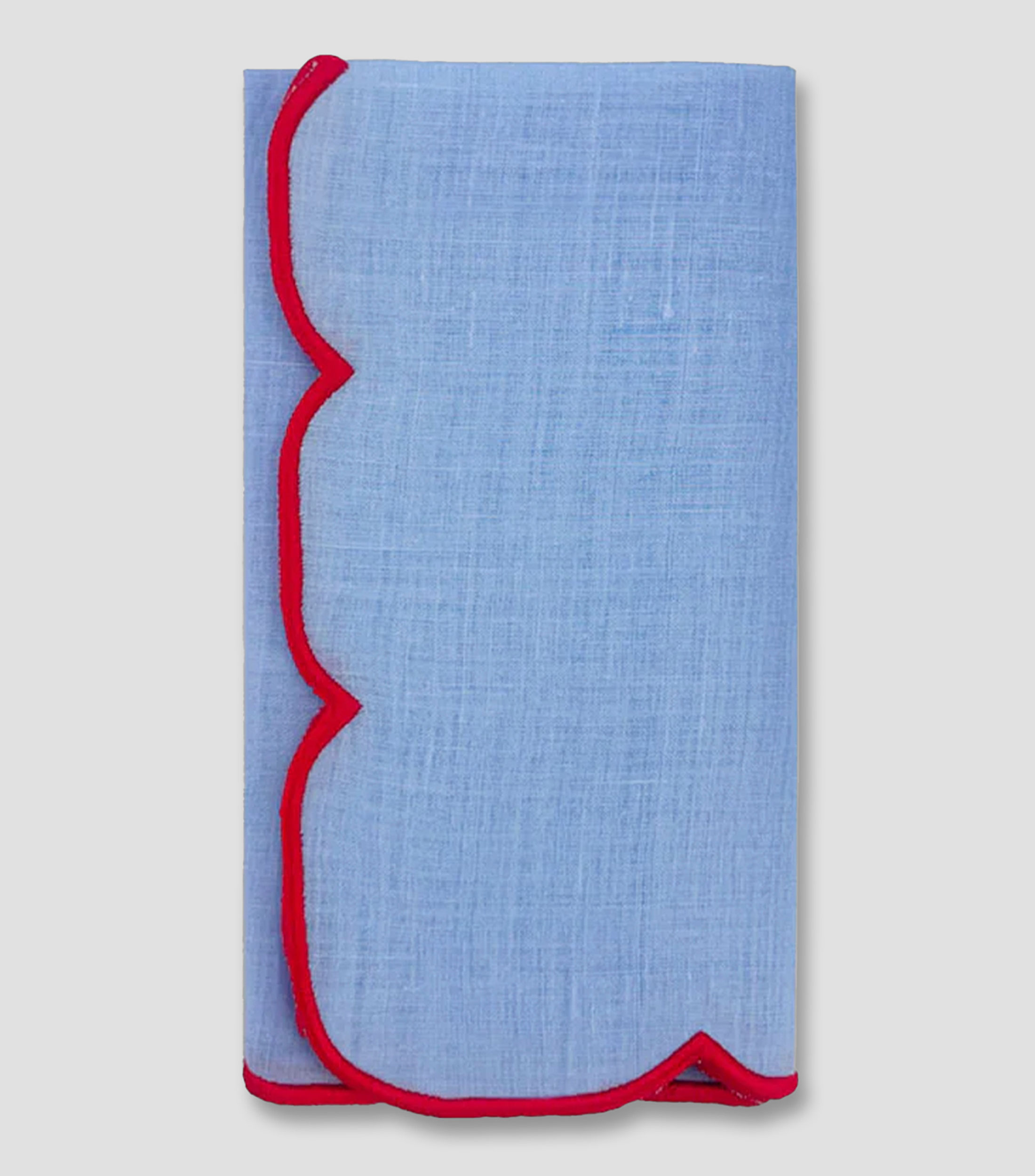Set de 4 servilletas Vivi azul claro liso con borde en contraste