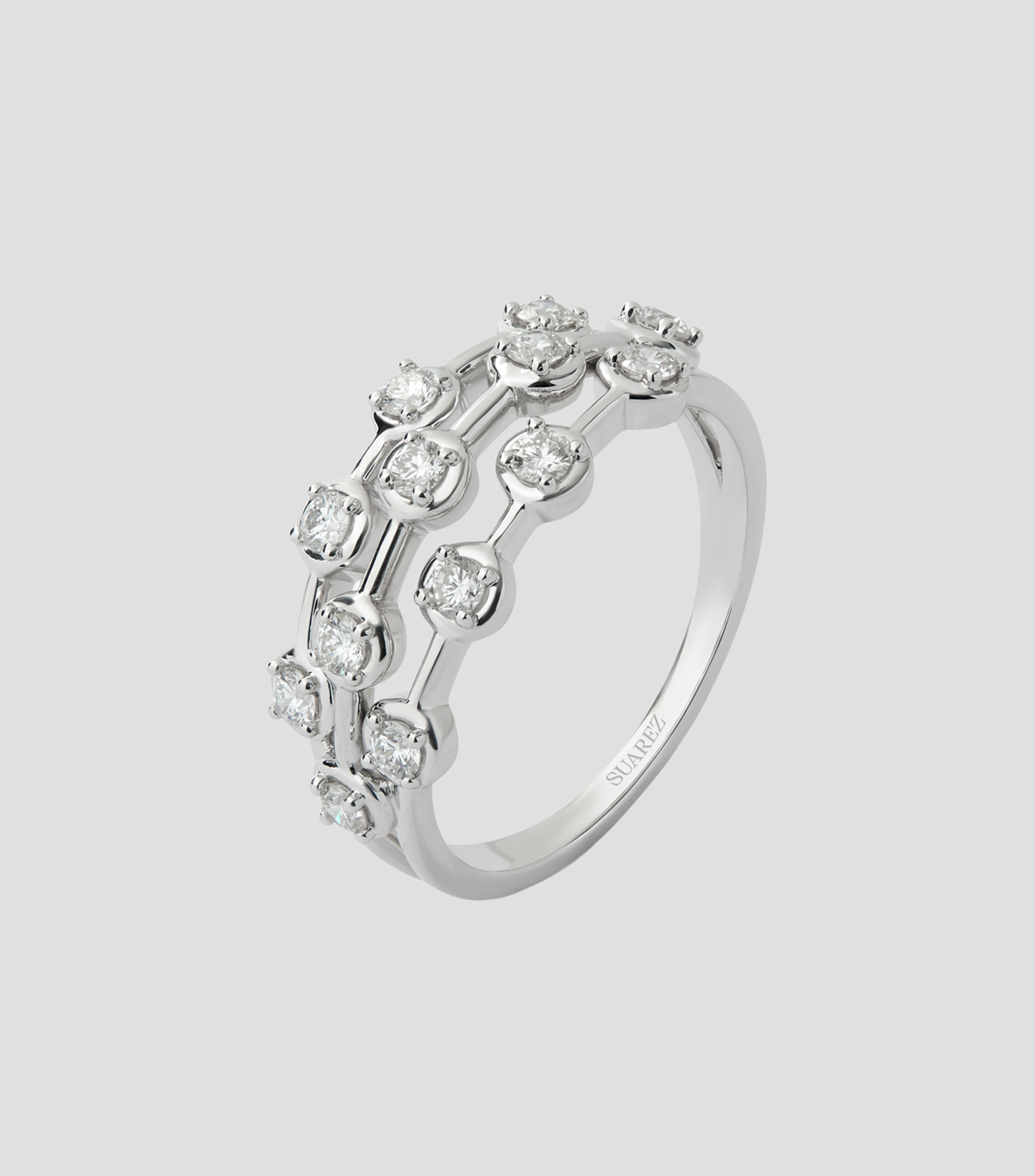 Anillo en Oro blanco de 18 Kilates multibrazo con diamantes Mujer