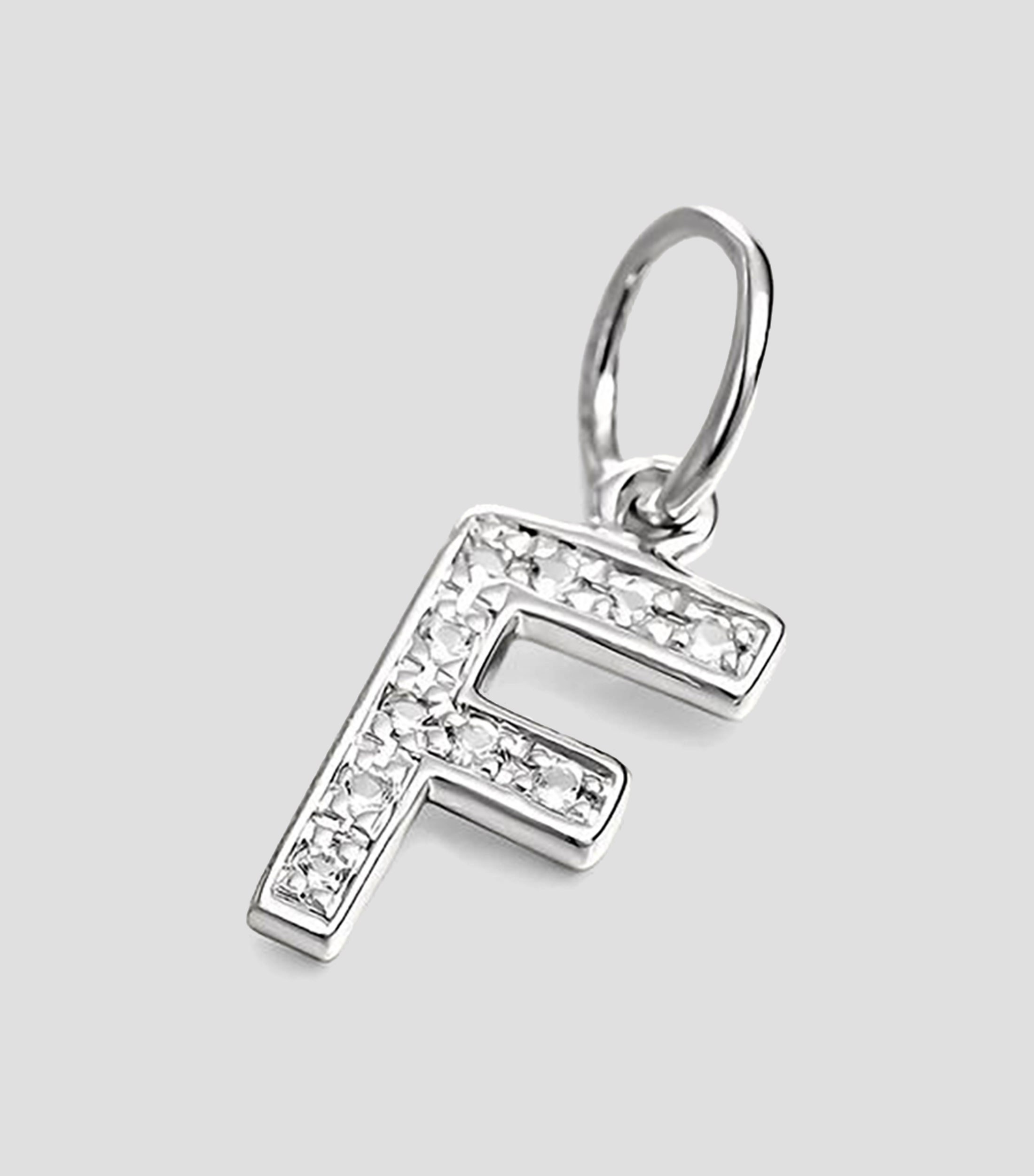 Charm letra F en plata .925 ABC con topacios blancos Mujer