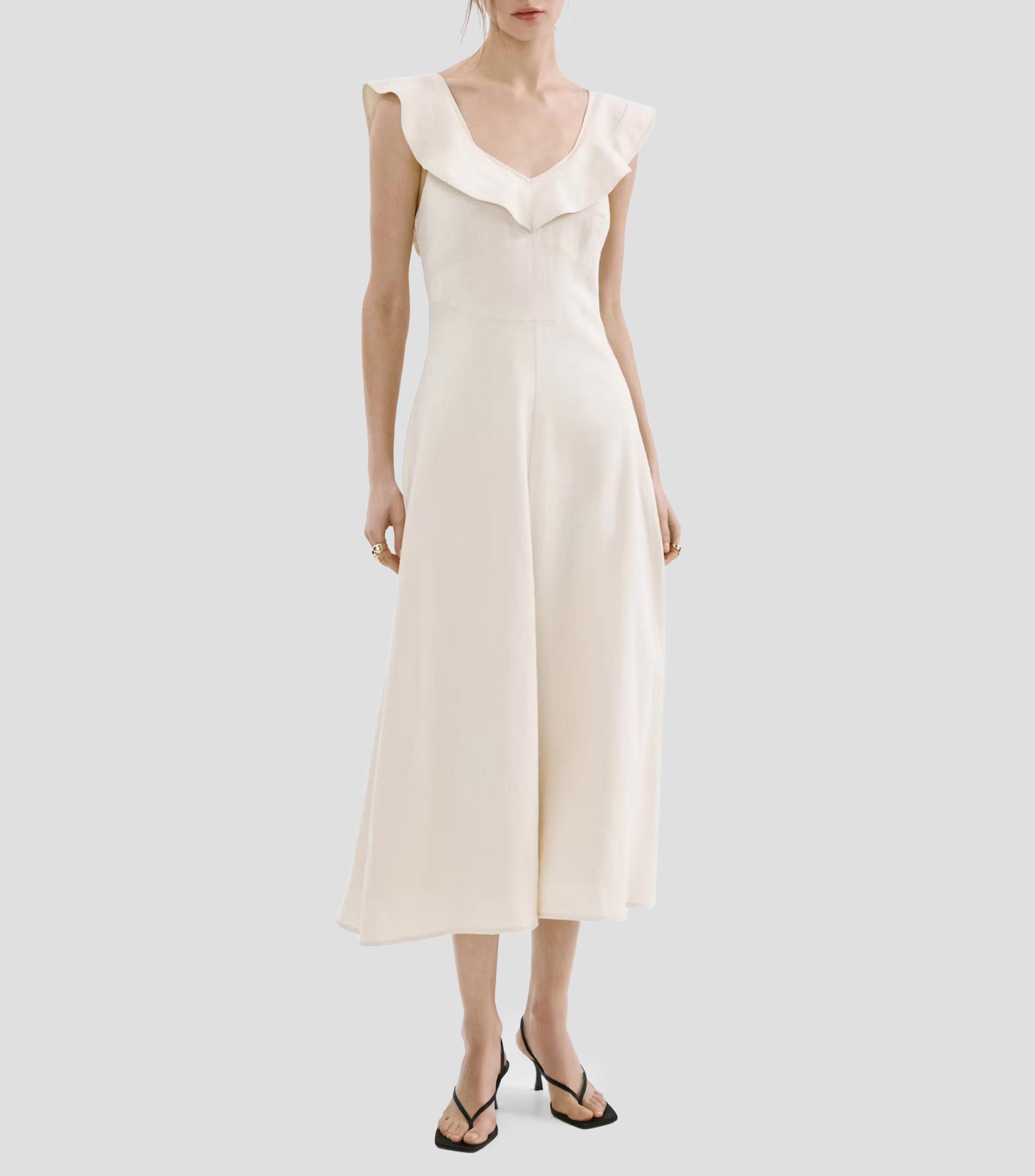 Vestido midi liso Mujer