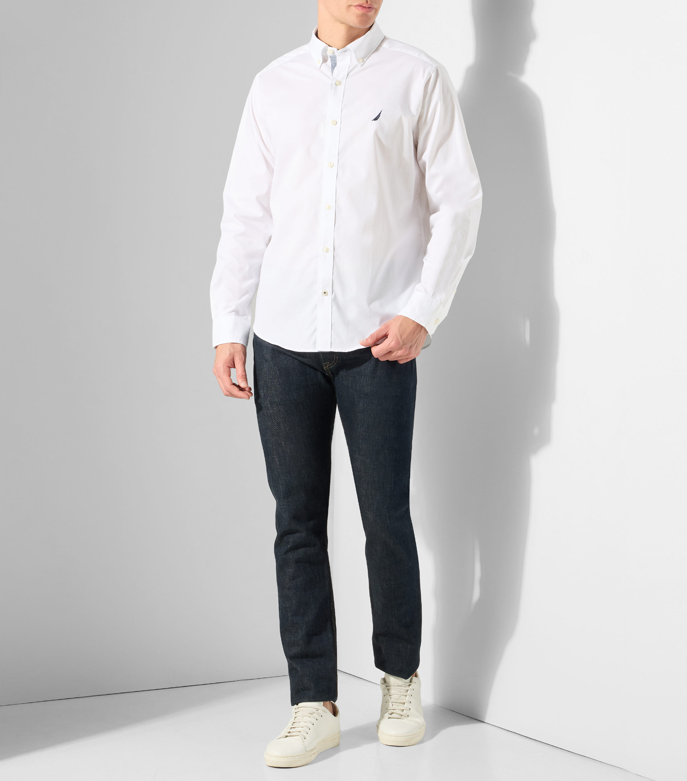 Camisa lisa con manga larga Hombre