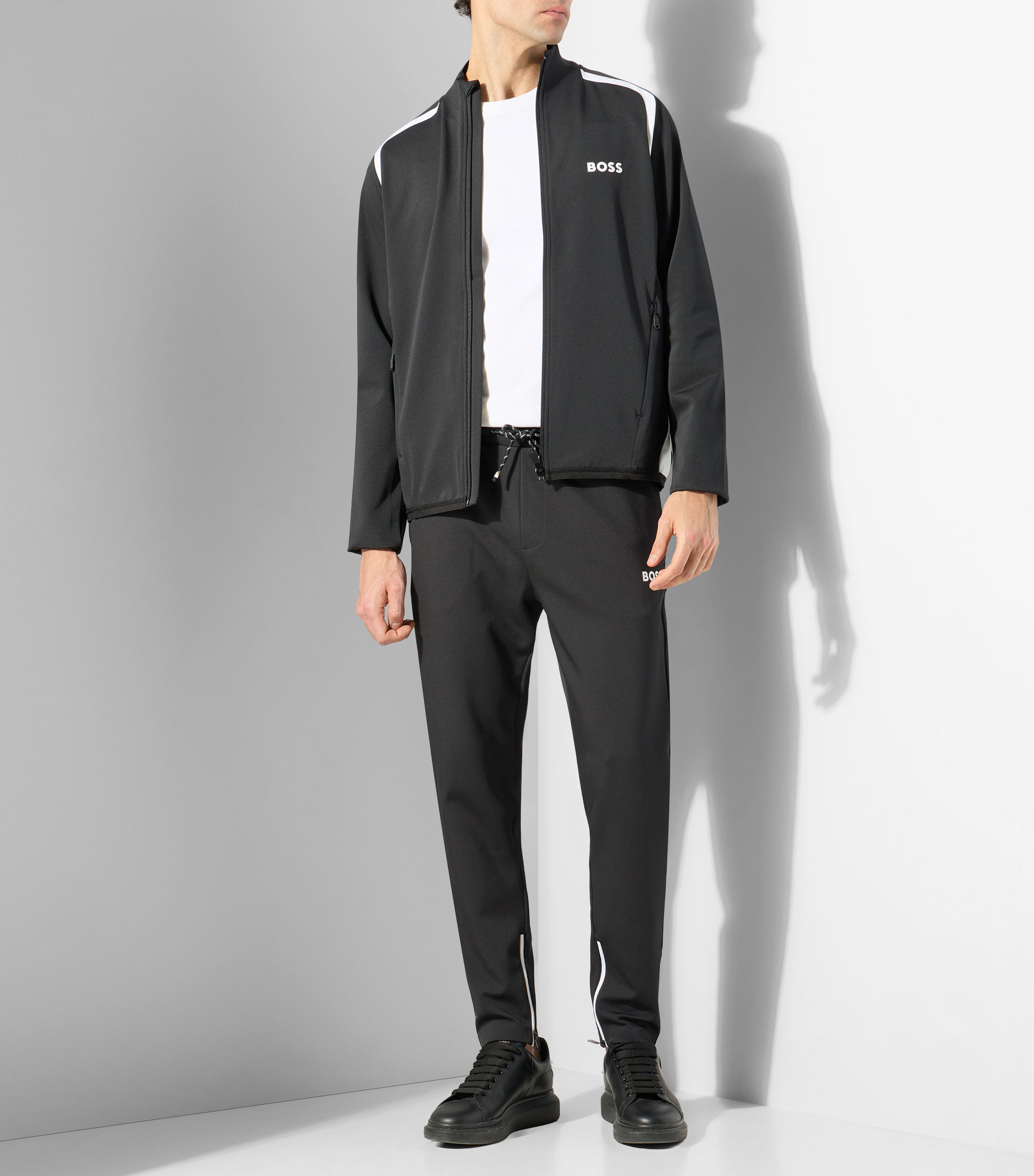 Pants Boss de chándal en tejido de gabardina elástico con cremalleras en los bajos Hombre