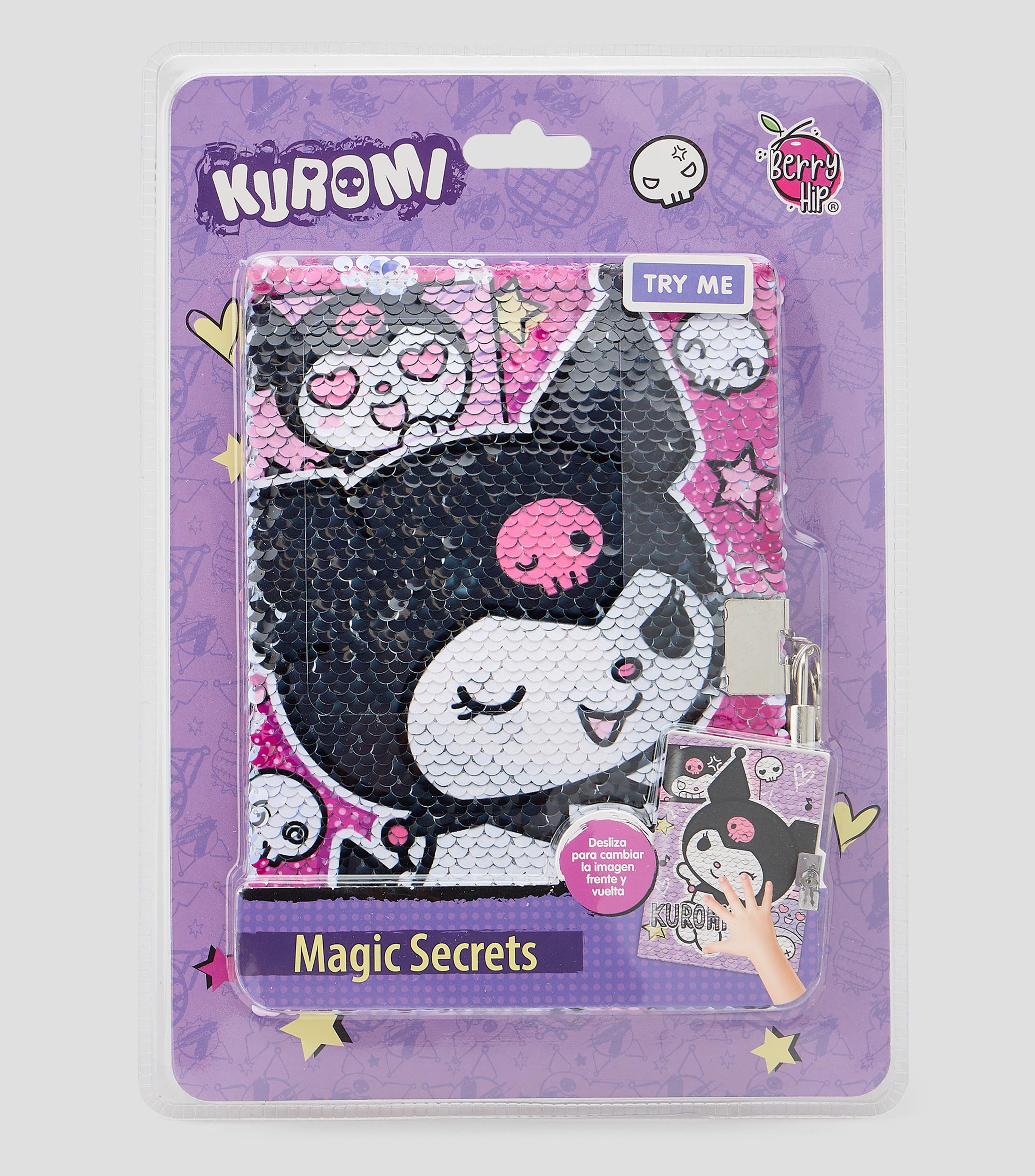 Diario con lentejuelas reversible y accesorios Kuromi