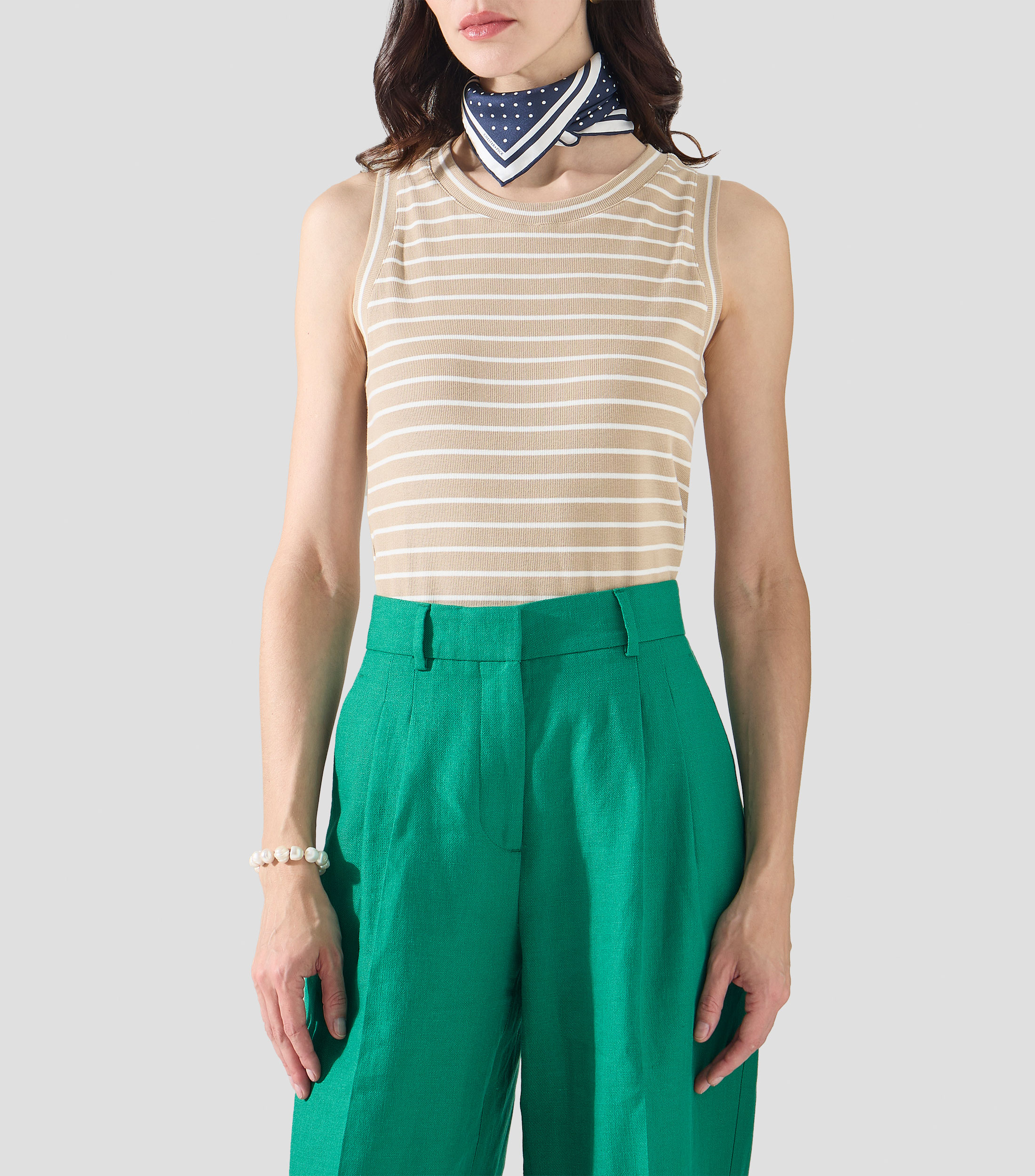Tank top a rayas sin mangas Mujer