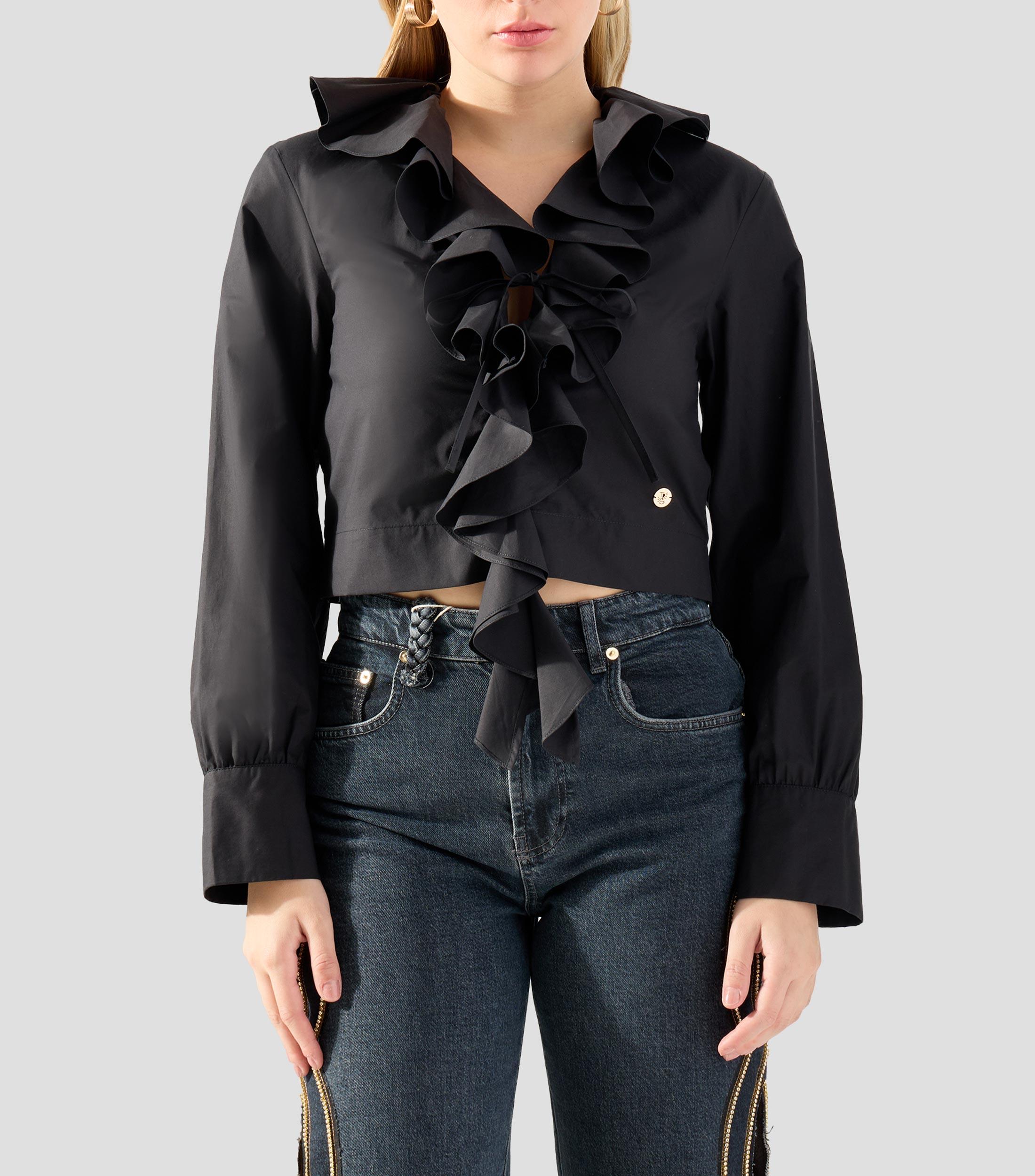 Blusa lisa manga larga Mujer