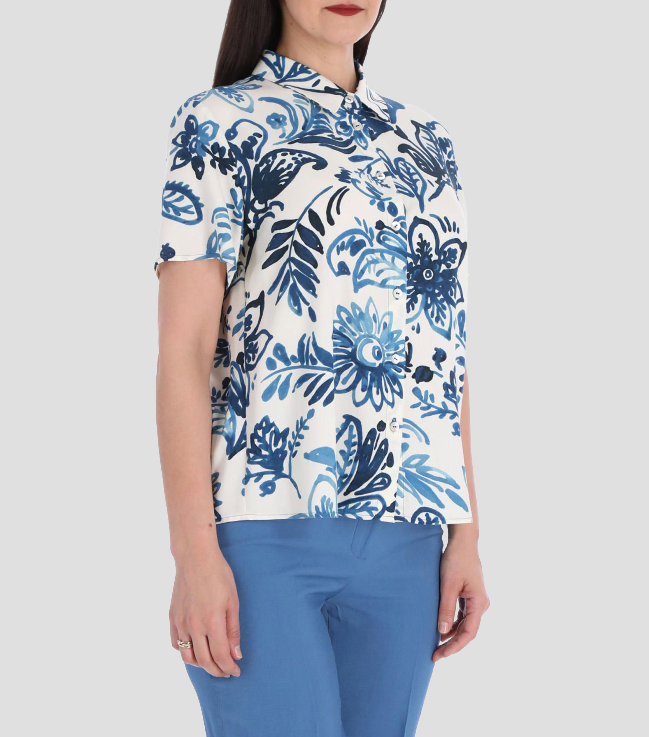 Blusa estampada con manga corta Petite Mujer