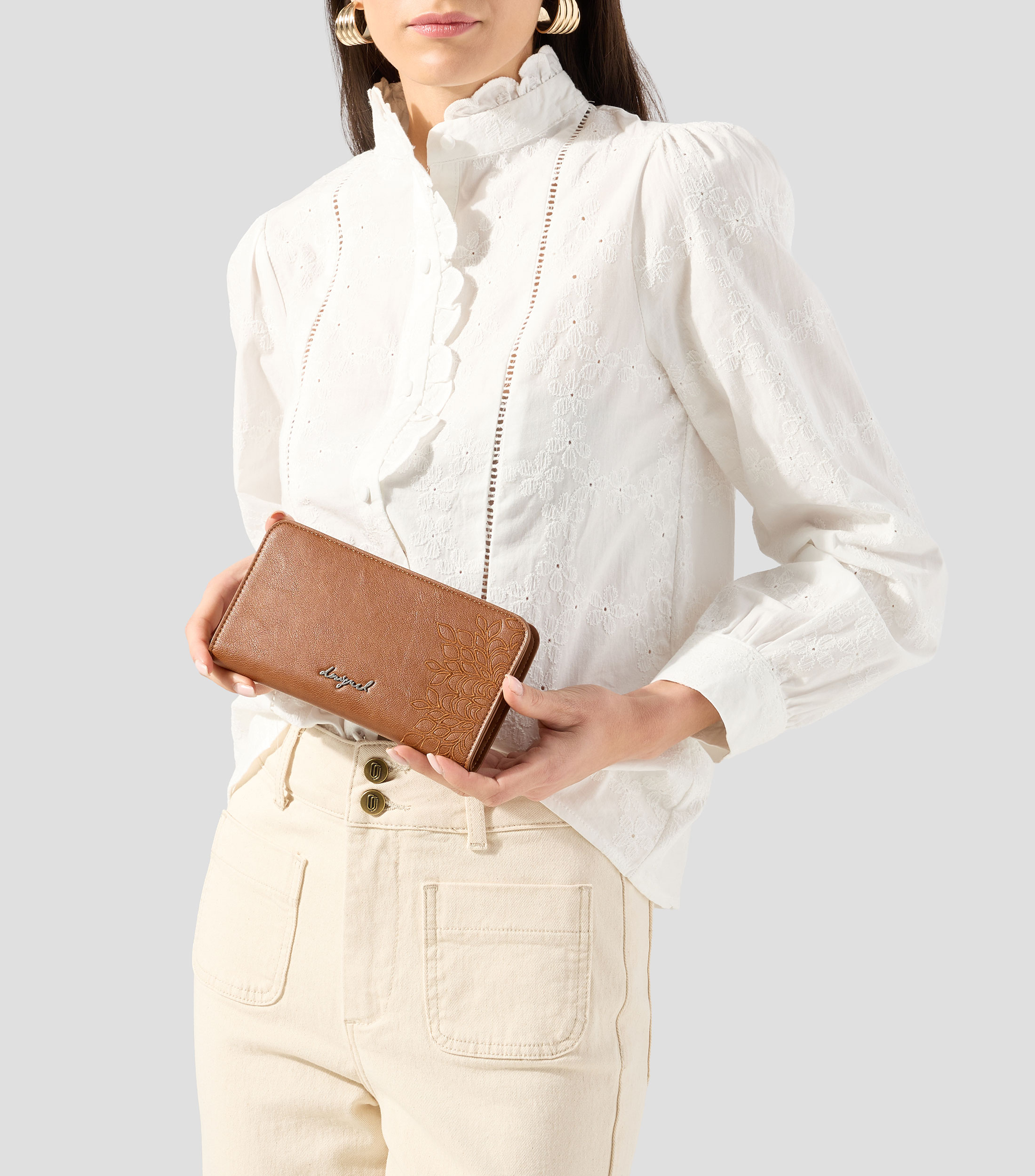 Cartera camel Sierra Fiona fantasía bordada Mujer