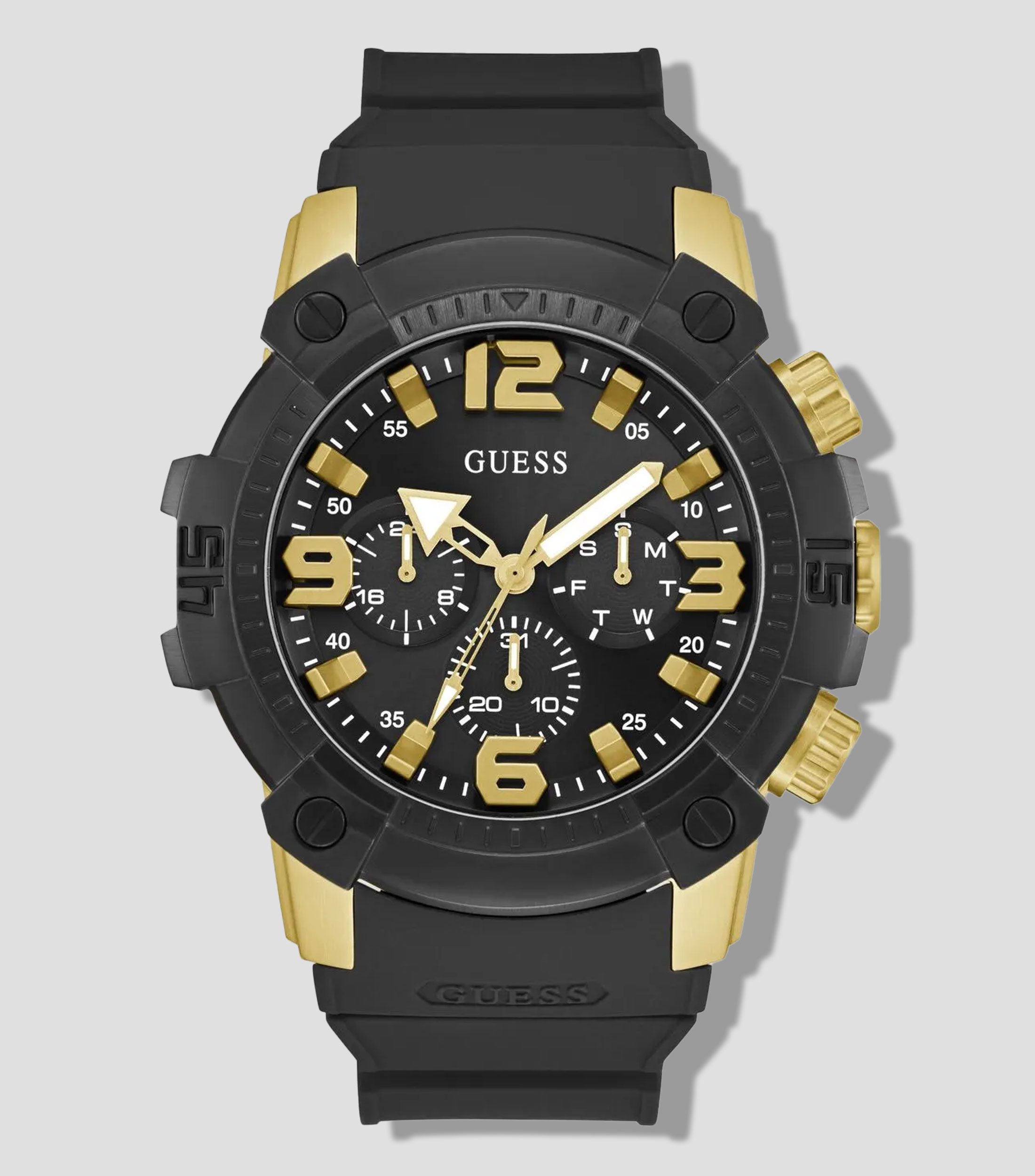 Reloj para hombre Linebacker Casual Negro, Dorado